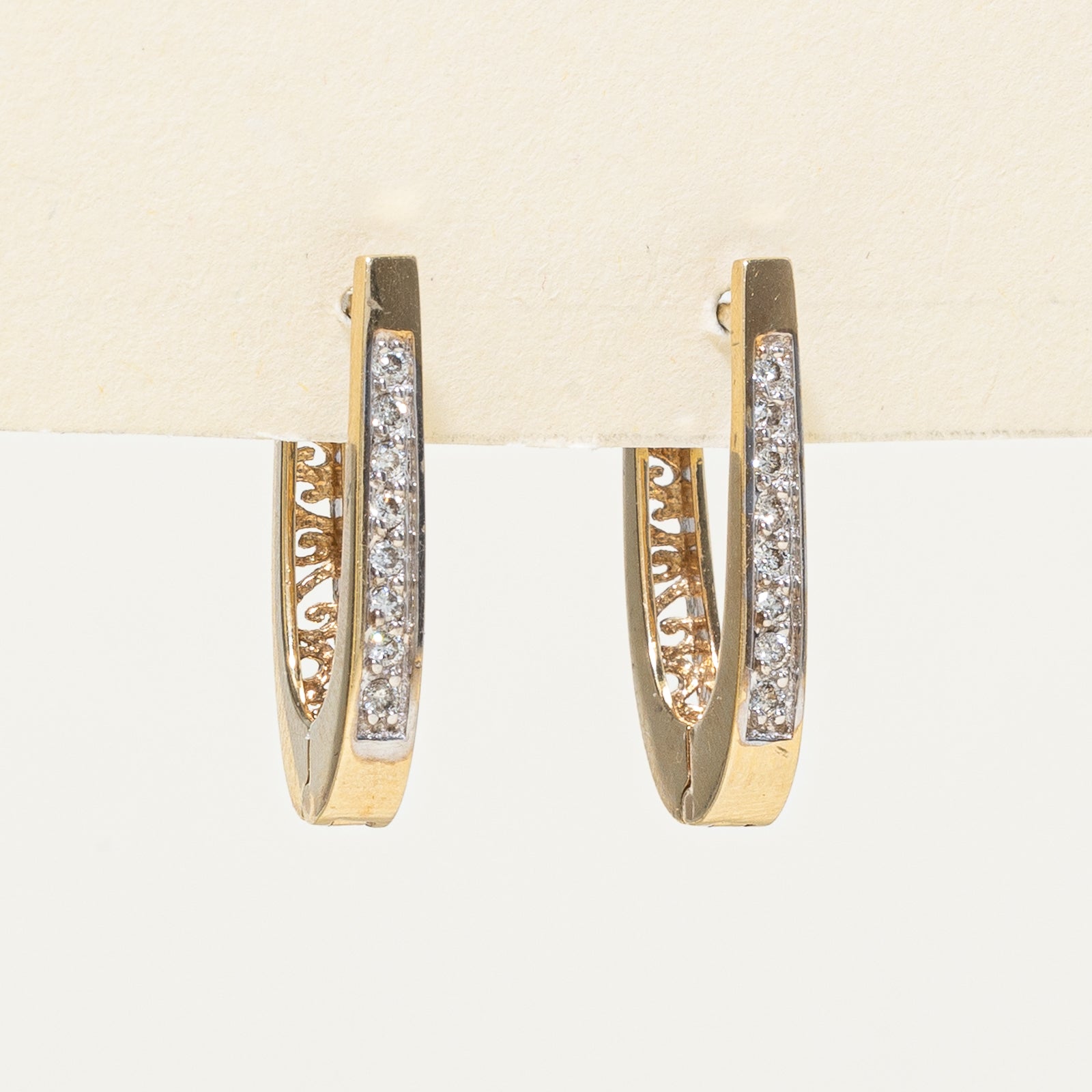Boucles d'oreilles créoles en or 10 carats serties de diamants | 0,14 ct au total