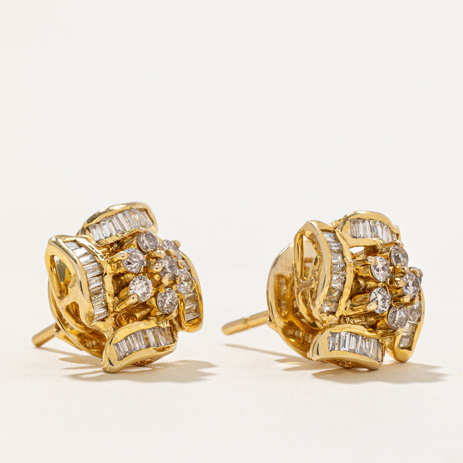 14K Diamond Cluster Stud Earrings | 0.62ctw