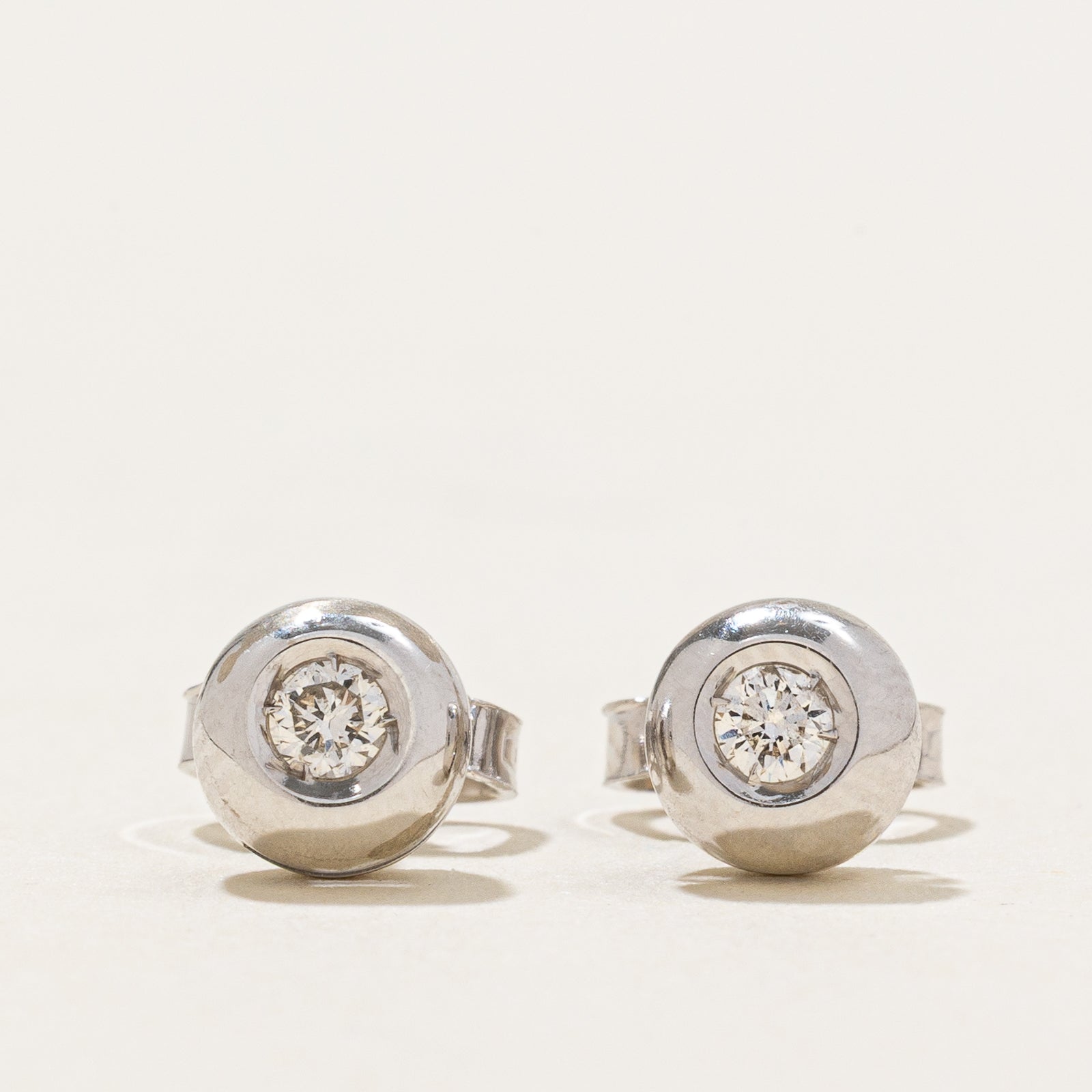 18K Bezel Set Diamond Stud Earrings | 0.10ctw