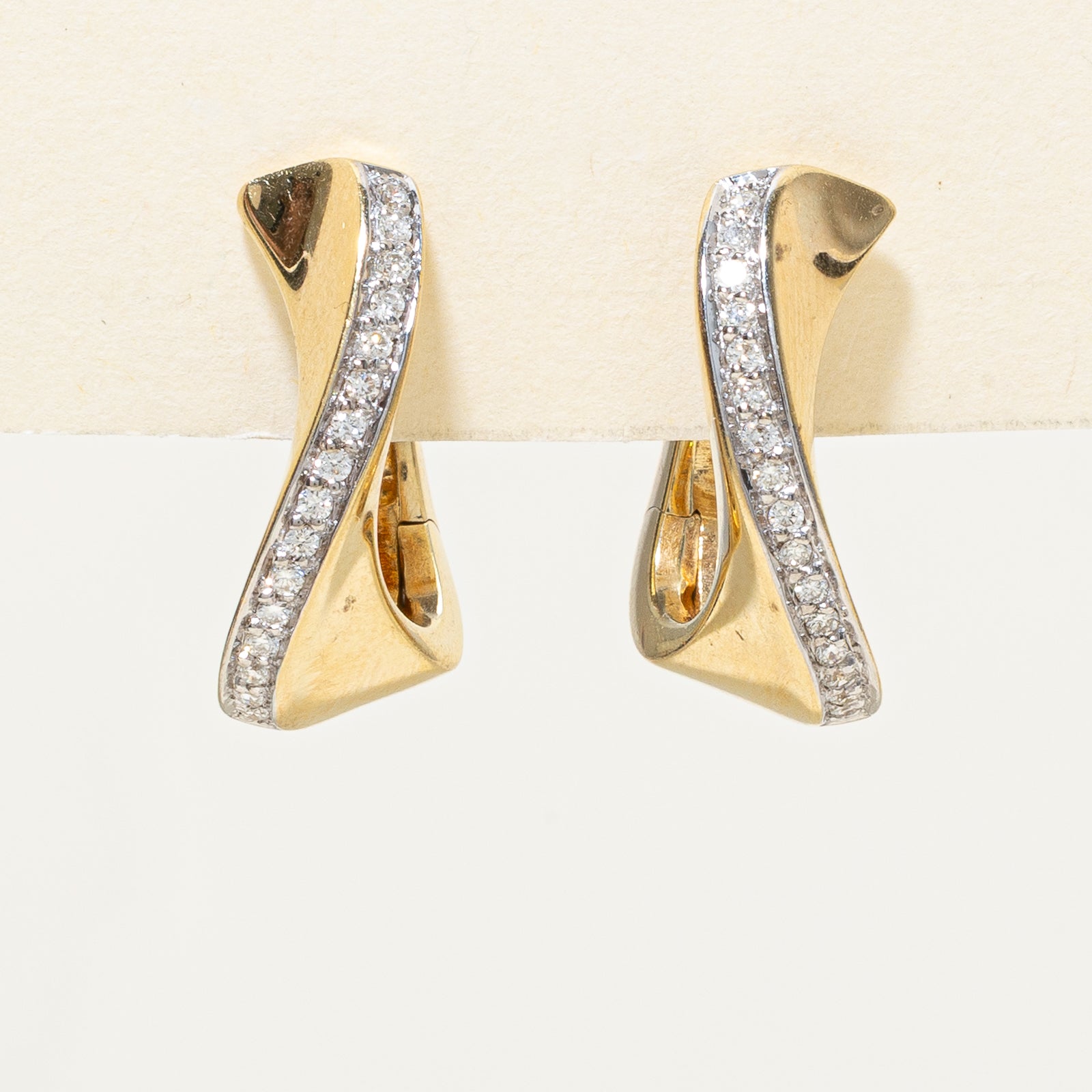 18K Diamond Hoop Earrings | 0.18ctw