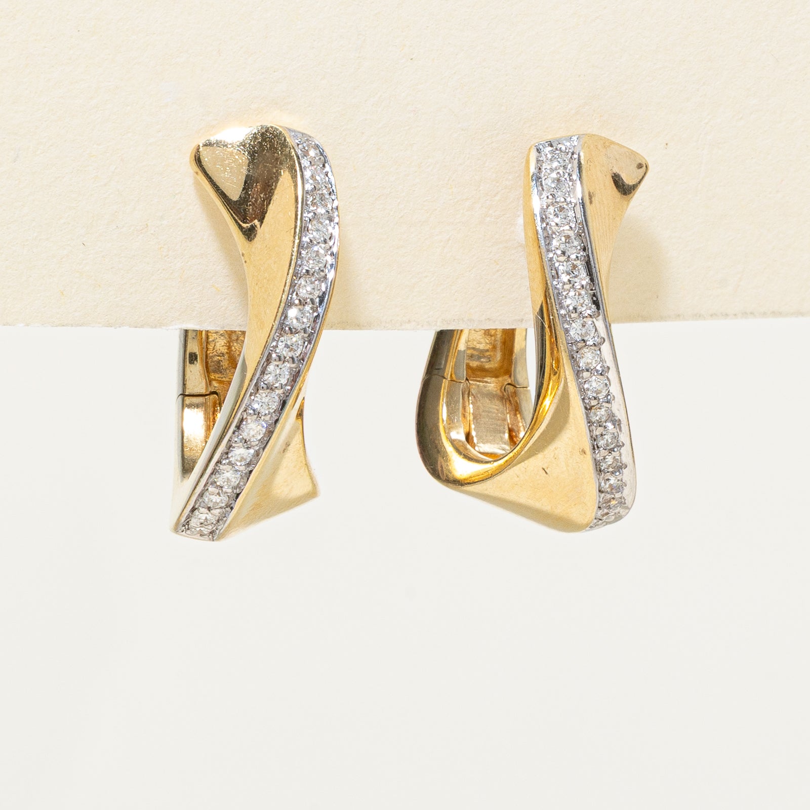 18K Diamond Hoop Earrings | 0.18ctw