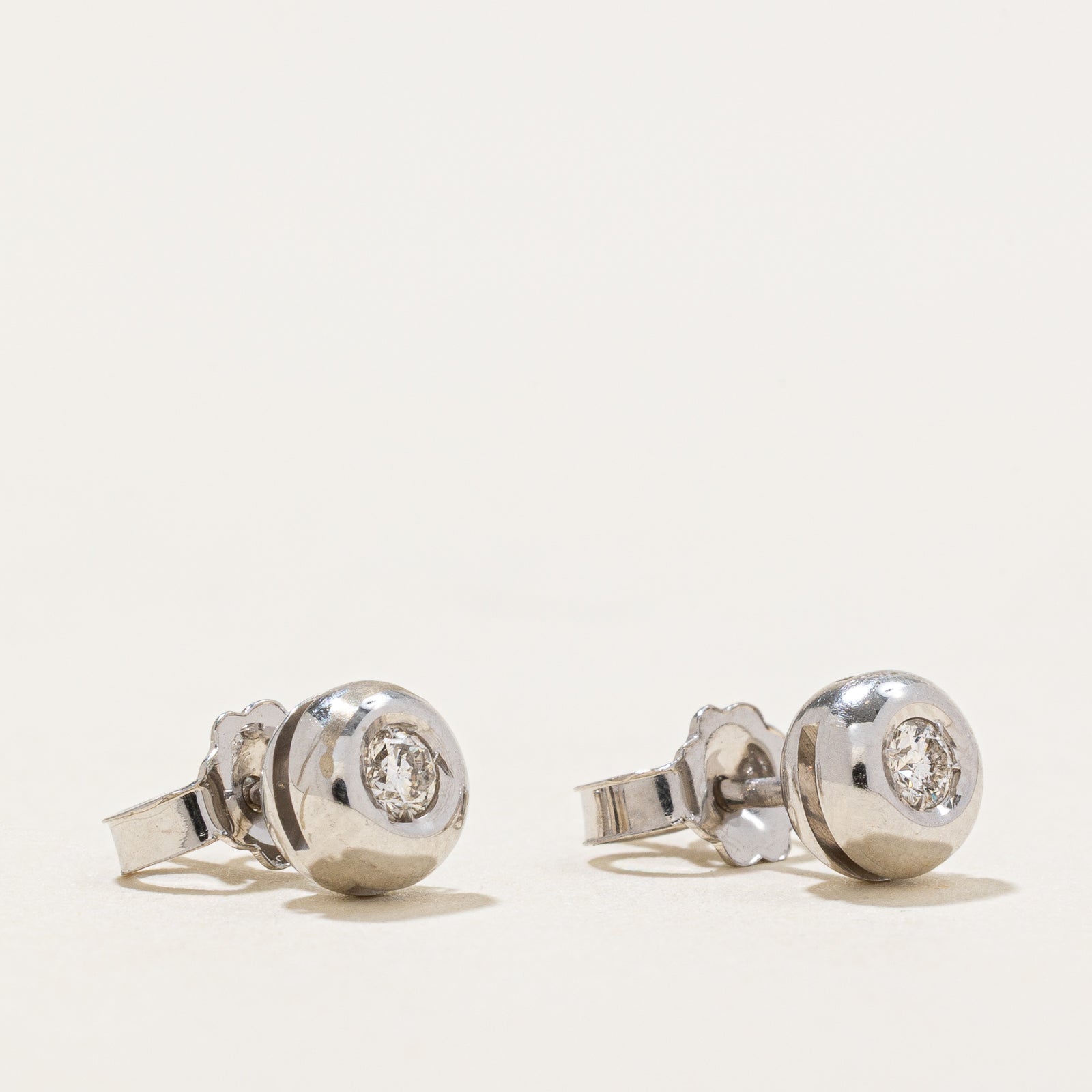 18K Bezel Set Diamond Stud Earrings | 0.10ctw