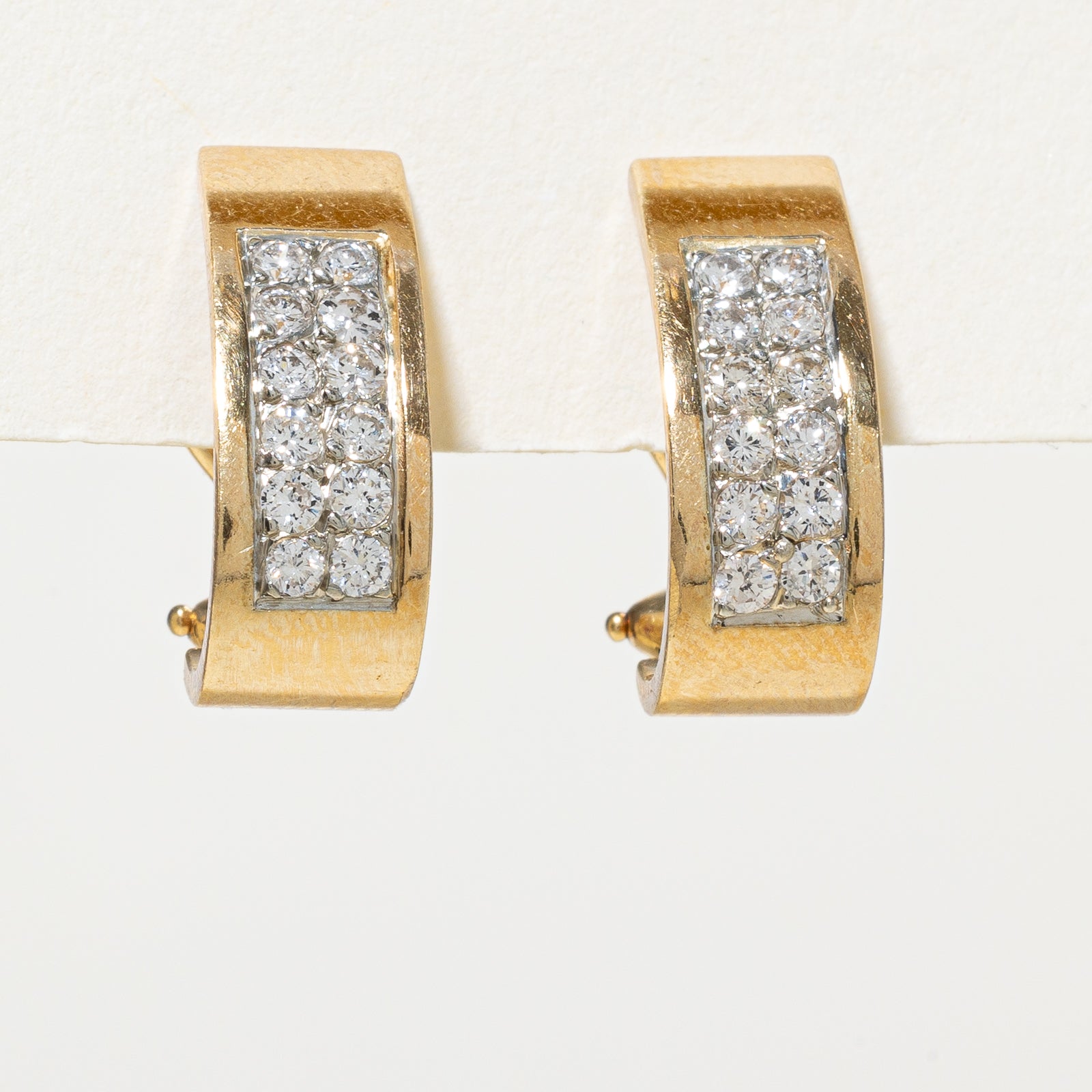 18K Diamond Grid Stud Clip On Earrings | 0.48ctw