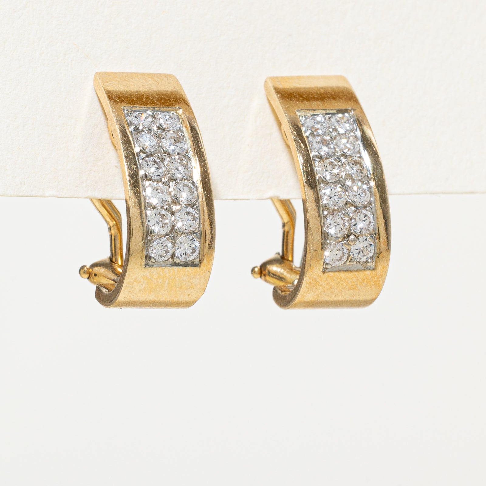 18K Diamond Grid Stud Clip On Earrings | 0.48ctw