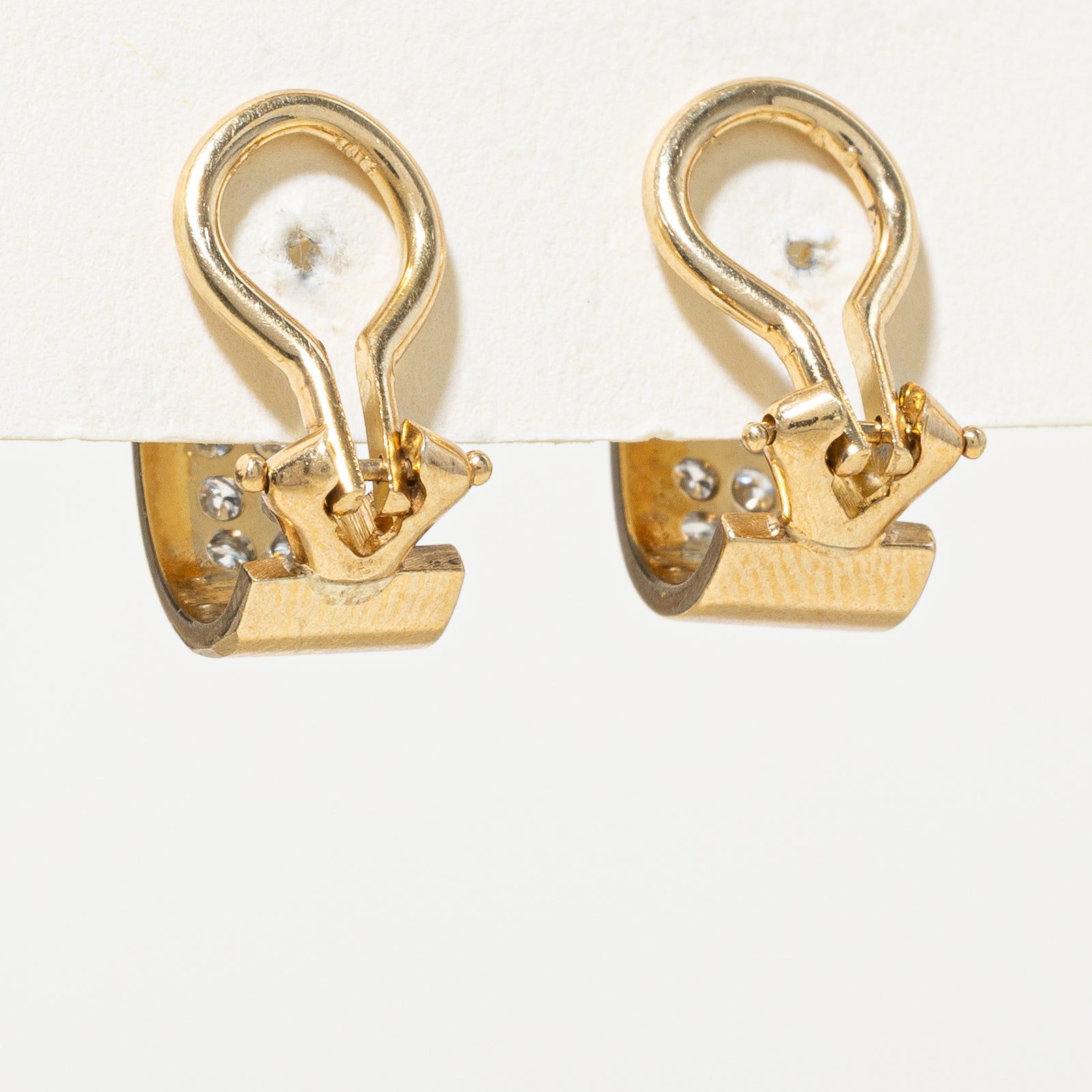 18K Diamond Grid Stud Clip On Earrings | 0.48ctw