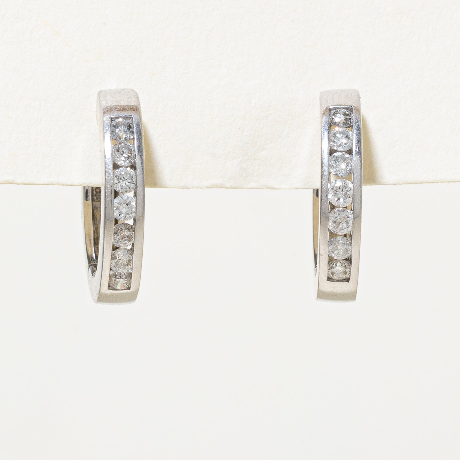 14K Channel Set Diamond Hoop Earrings | 0.28ctw