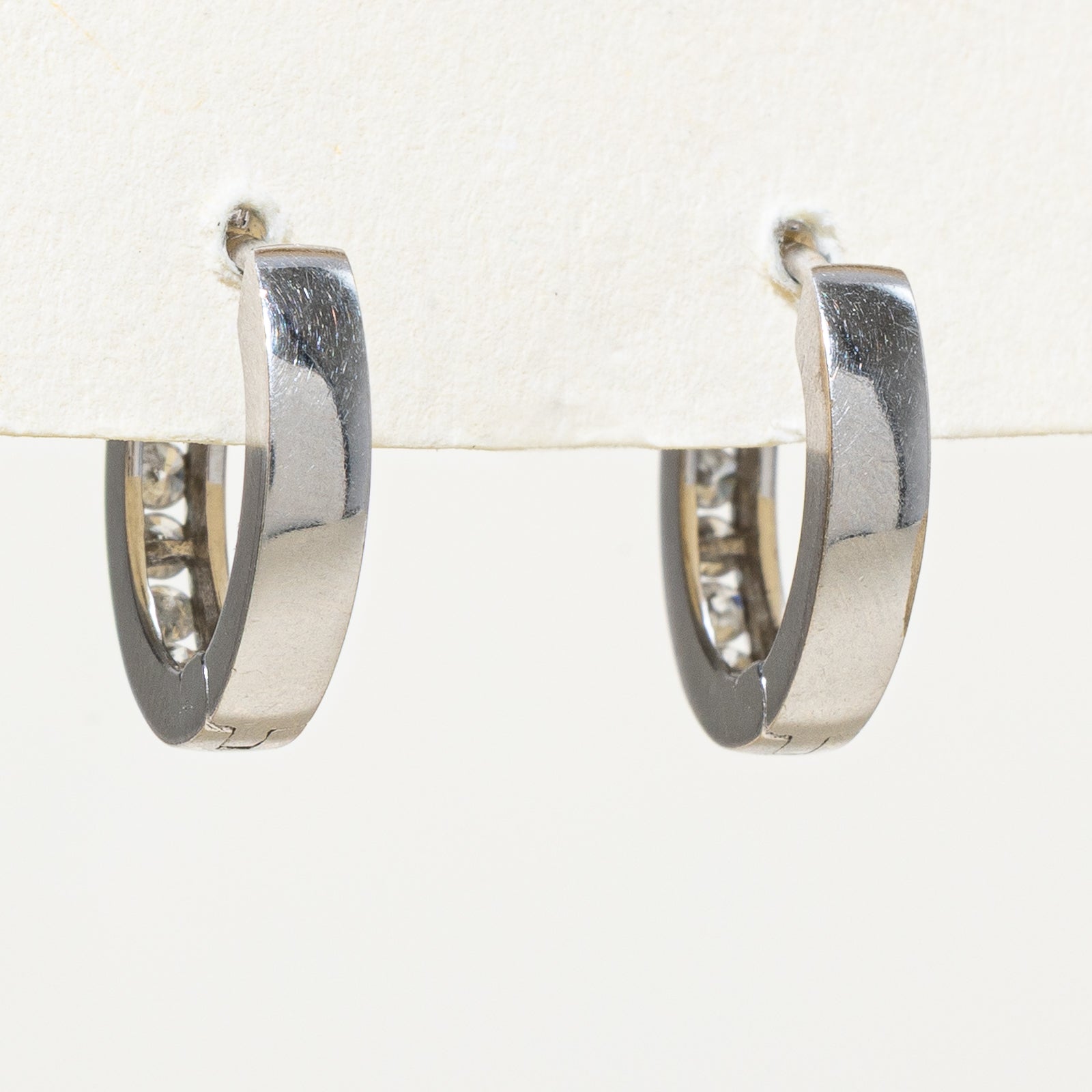 14K Channel Set Diamond Hoop Earrings | 0.28ctw