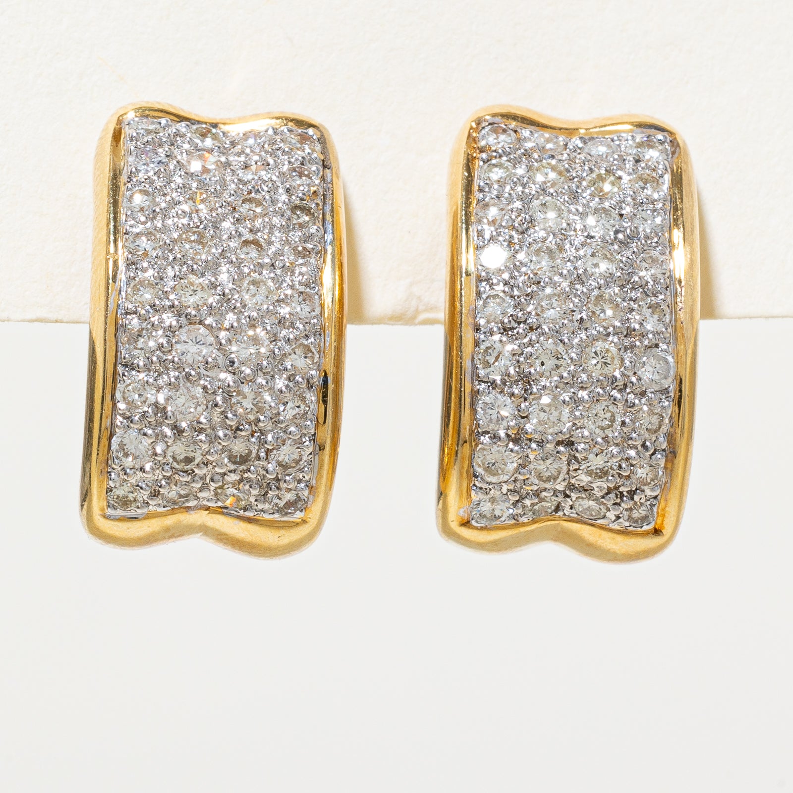 18K Diamond Grid Stud Earrings | 1.08ctw
