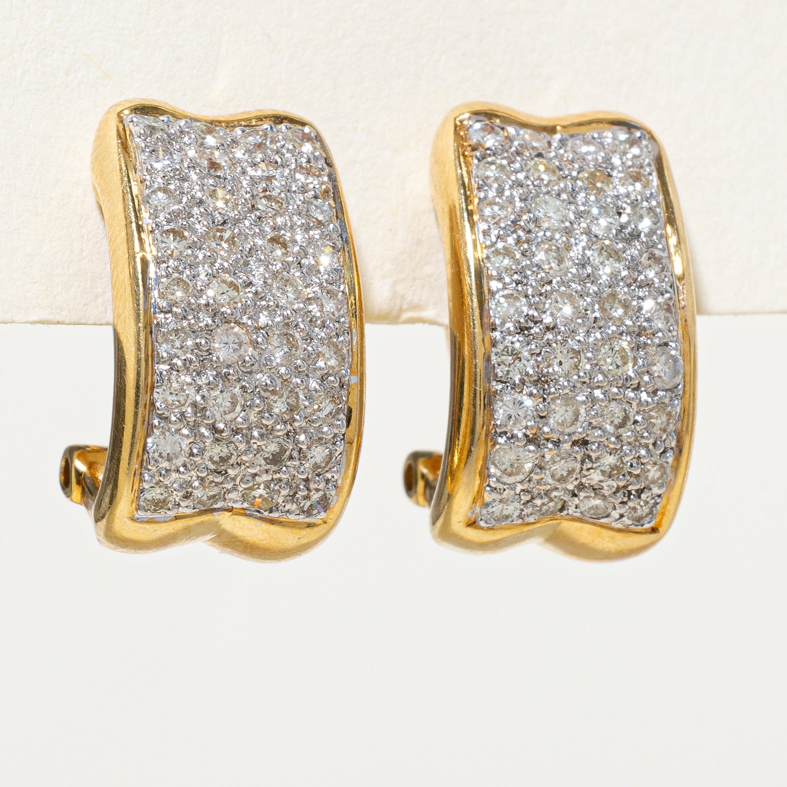 18K Diamond Grid Stud Earrings | 1.08ctw