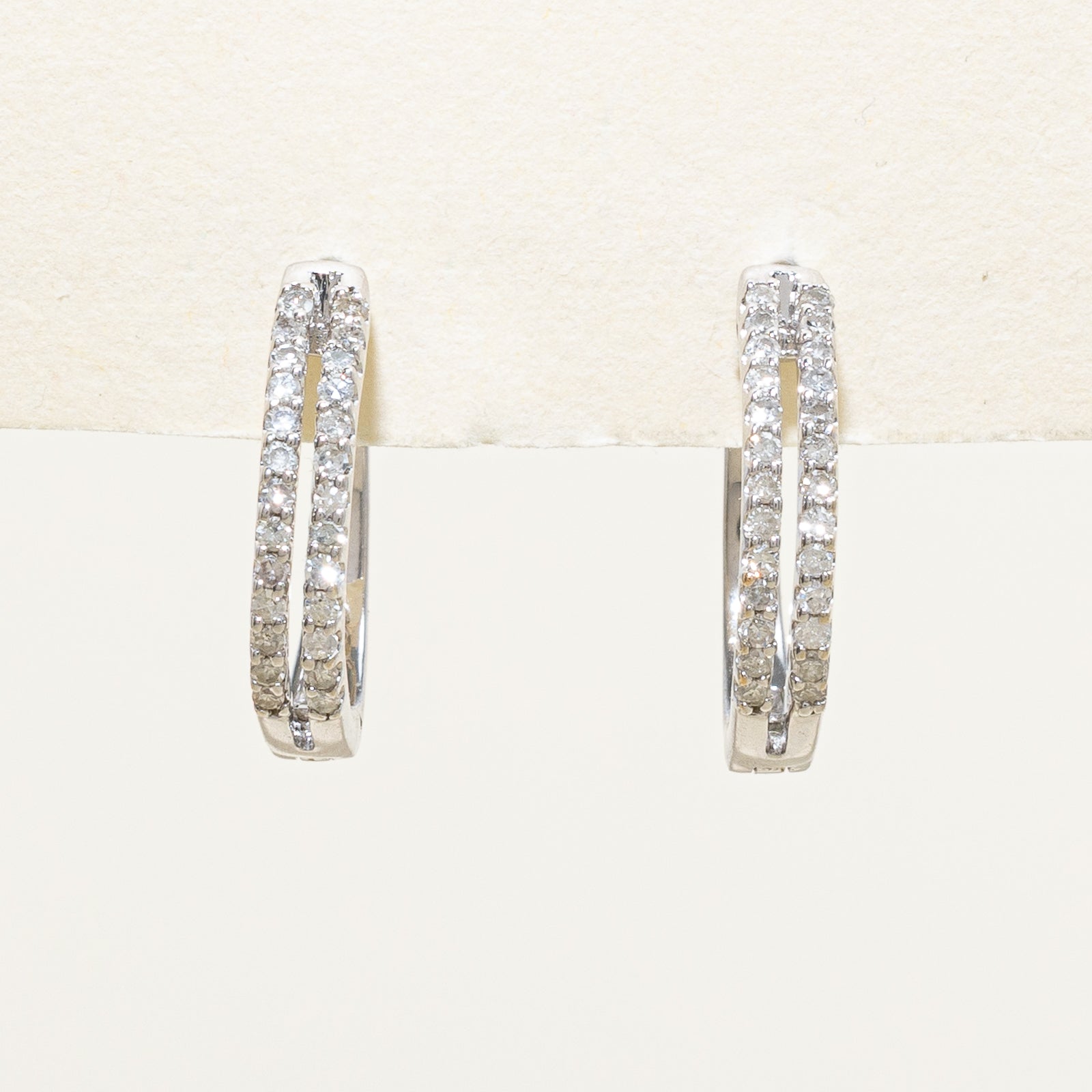 Boucles d'oreilles créoles en or 10 carats serties de diamants | 0,26 ct au total