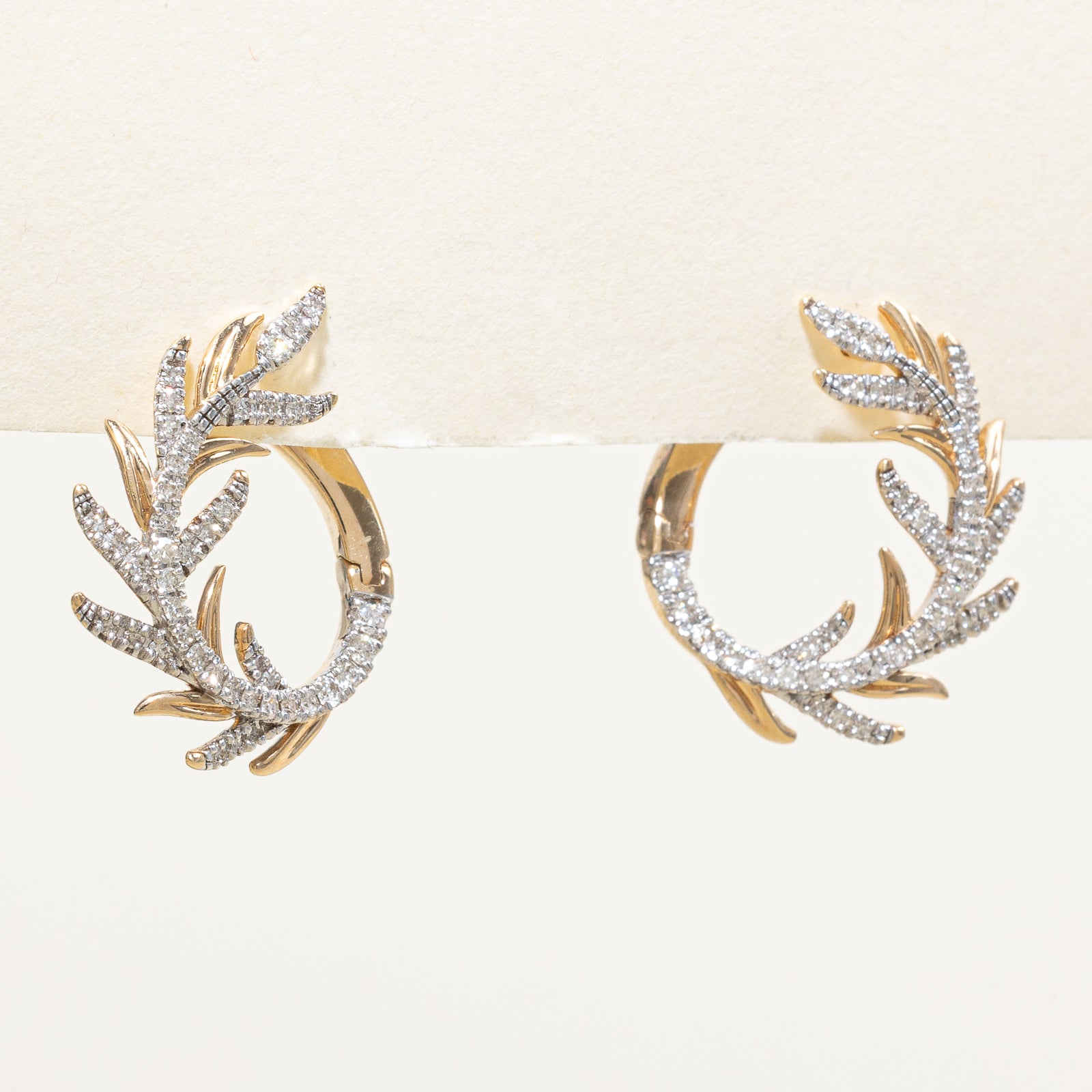 10K Diamond Vine Hoop Earrings | 0.47ctw