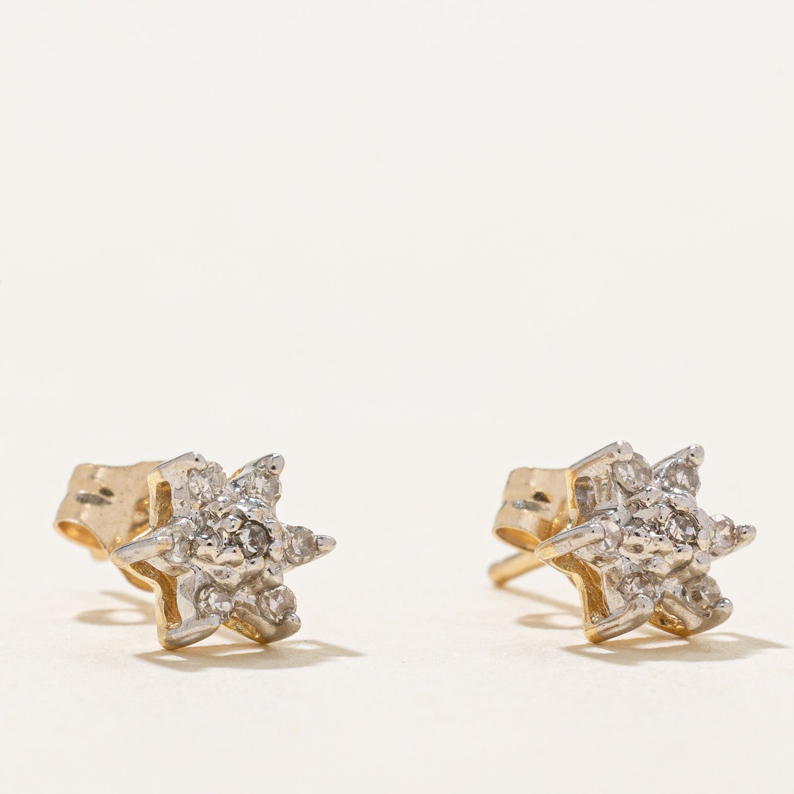 14K Diamond Petal Stud Earrings | 0.10ctw
