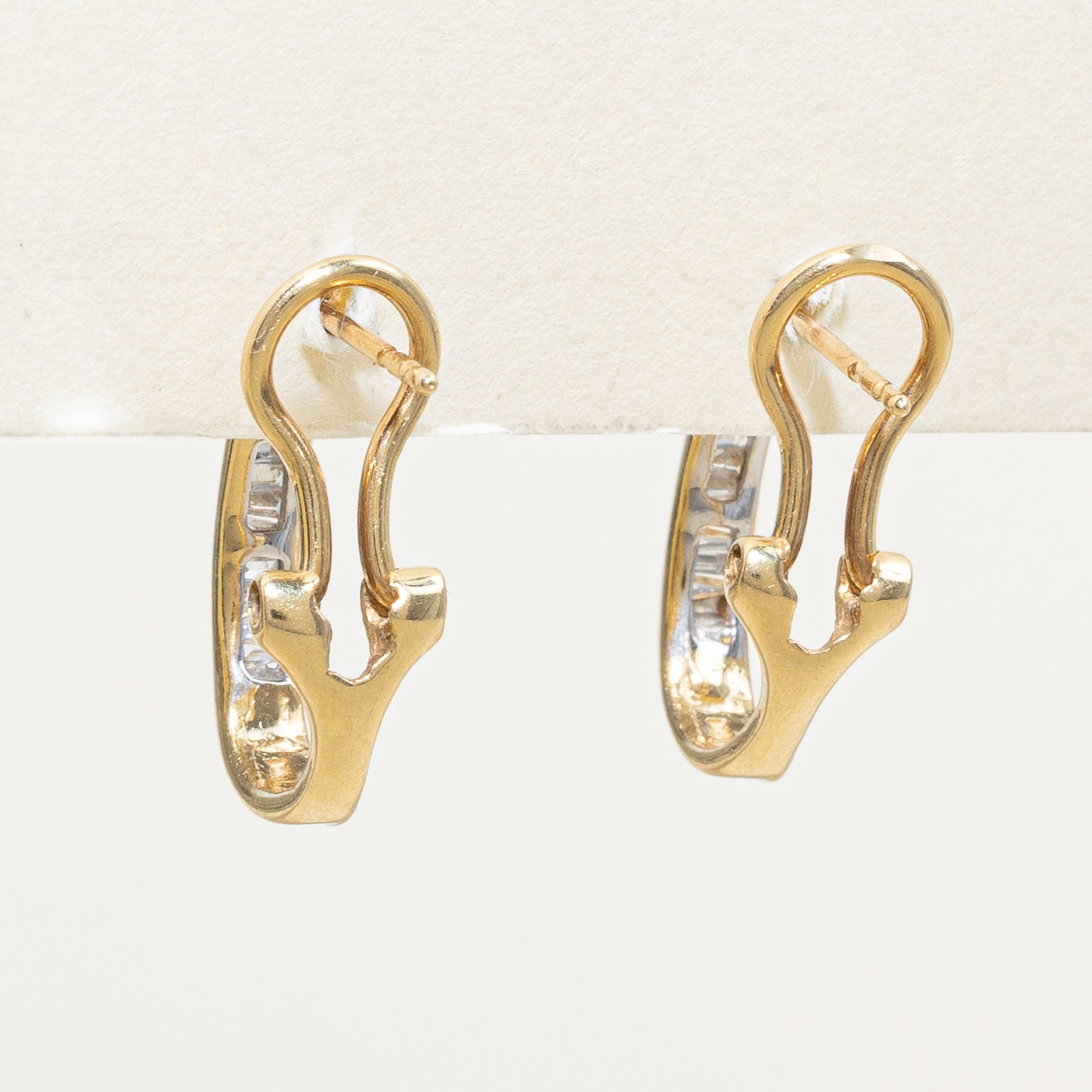 14K Baguette Cut Diamond Huggie Earrings | 0.28ctw