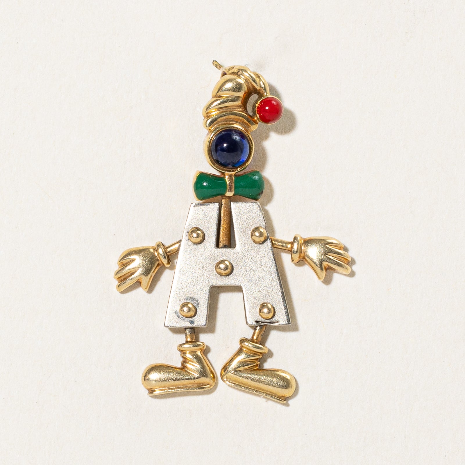 Synthetic Sapphire & Enamel Clown Pendant | 0.40ct