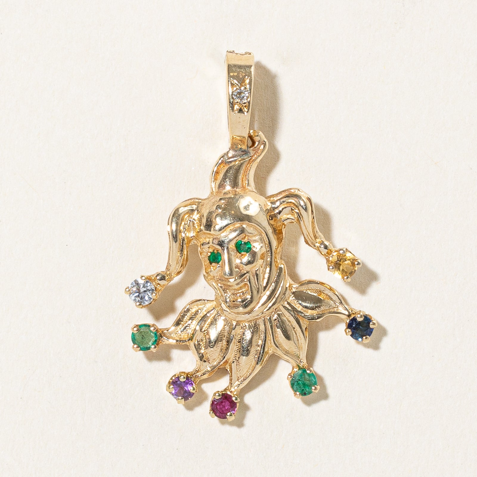 Multi Gemstone Jester Pendant | 0.50ctw, 0.06ct