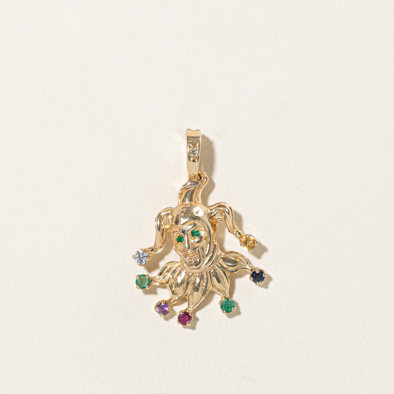 Multi Gemstone Jester Pendant | 0.50ctw, 0.06ct