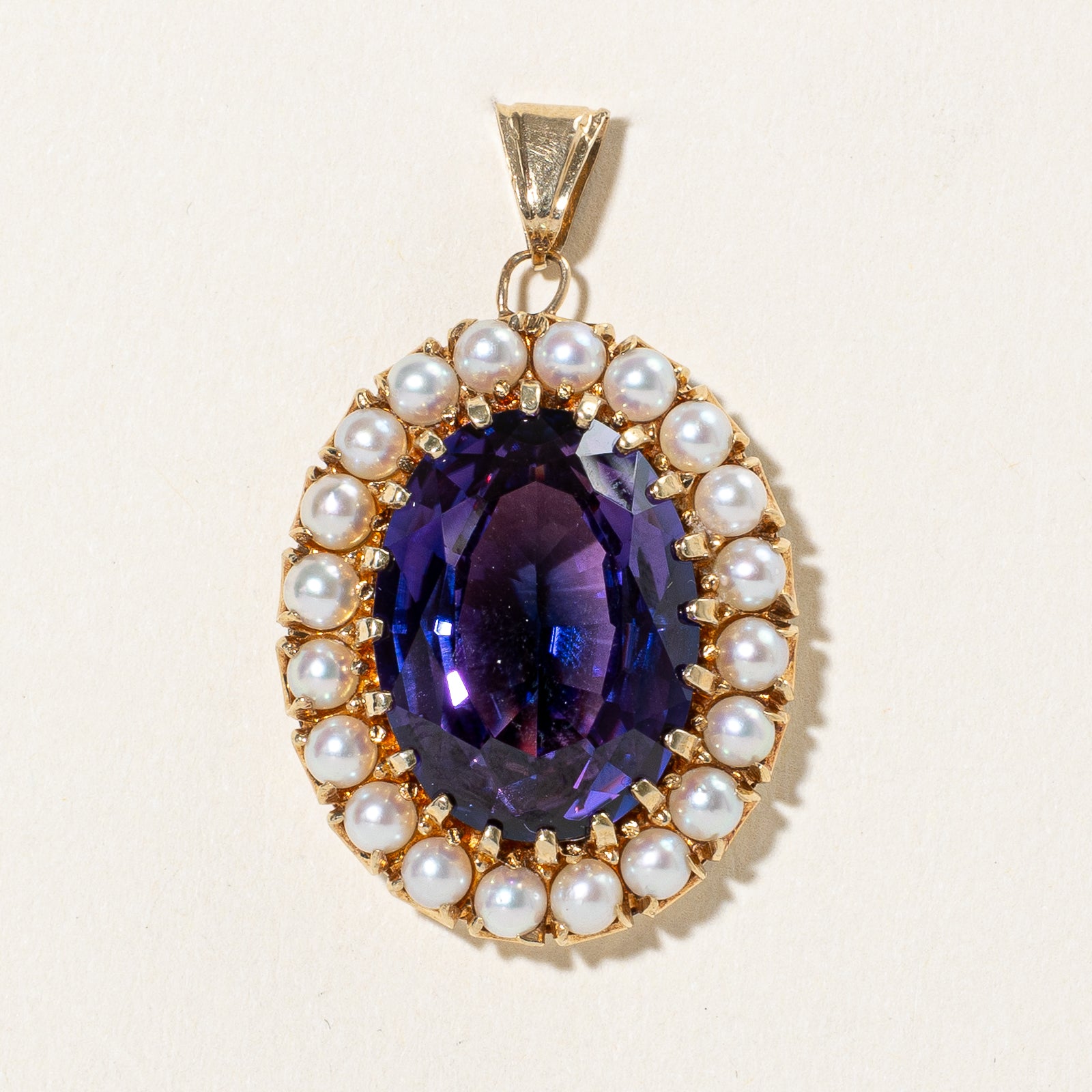 Synthetic Purple Sapphire & Cultured Pearl Pendant | 20.00ct, 5.00ctw