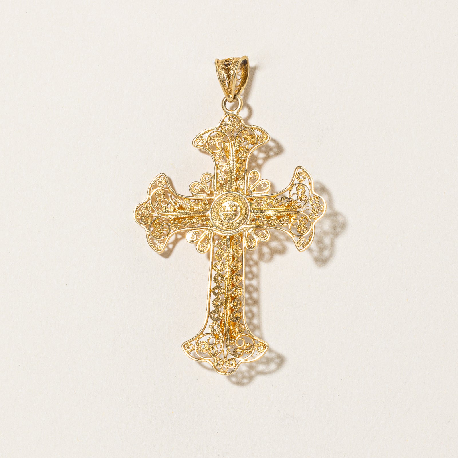18k Yellow Gold & Enamel Cross Pendant
