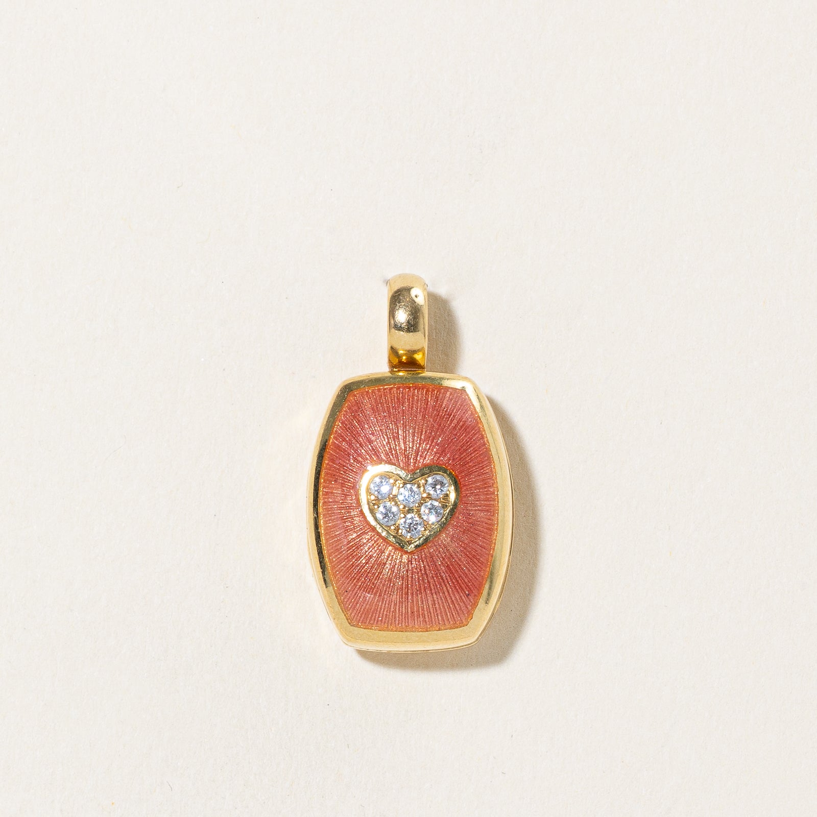 18k Diamond Heart & Enamel Locket Pendant | 0.18ctw