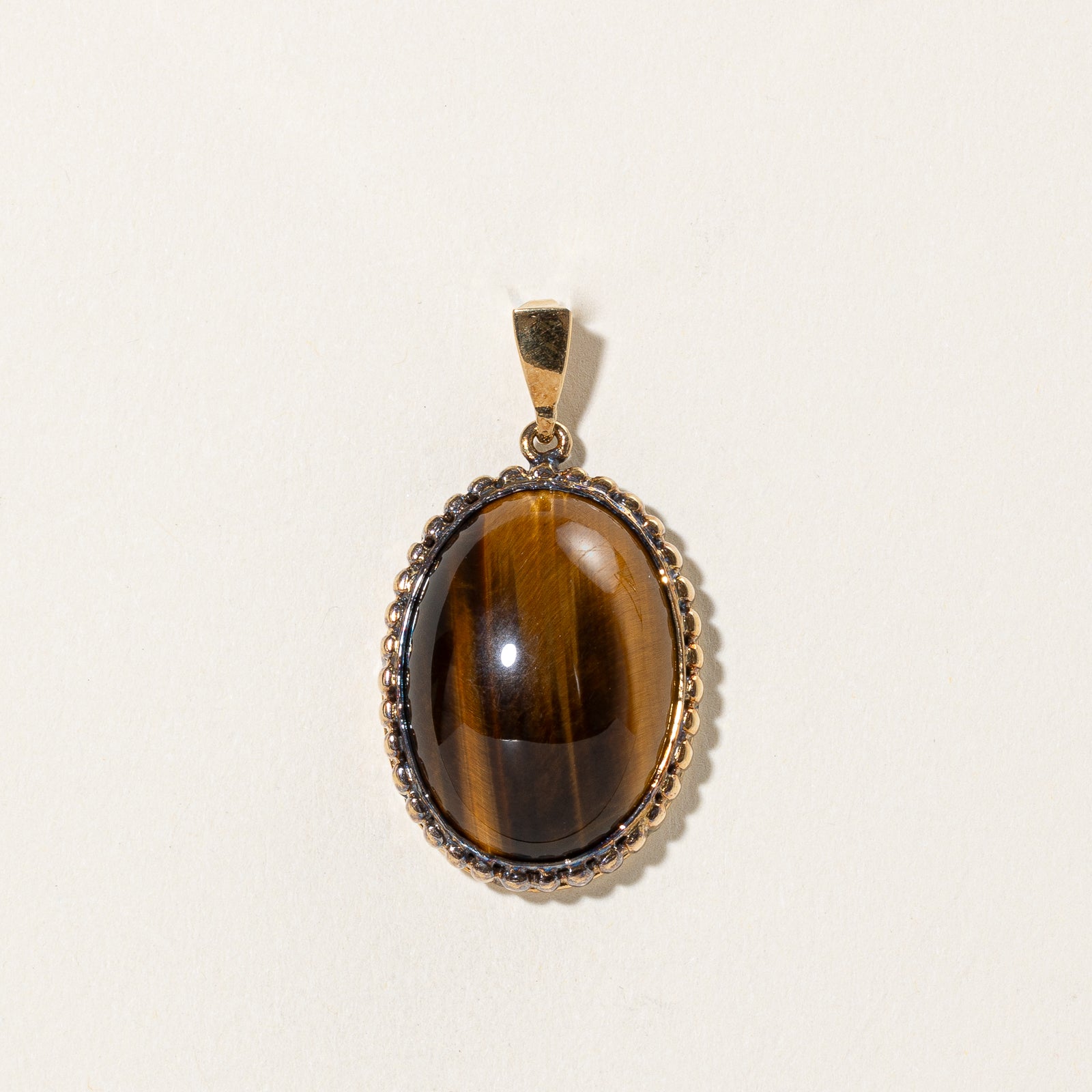 Oval Cabochon Tigers Eye Pendant | 23.00ct