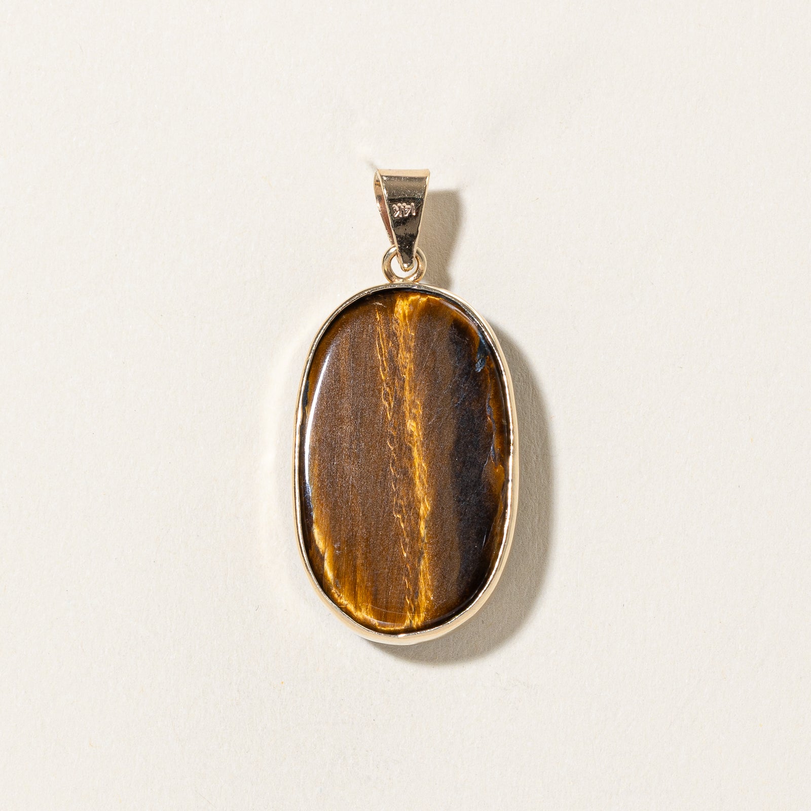 Bezel Set Oval Cabochon Tiger's Eye Pendant | 34.00ct