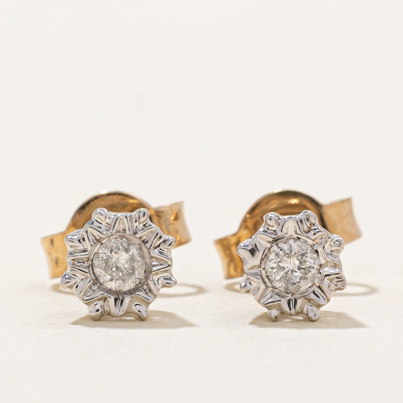 9K Illusion Set Diamond Stud Earrings | 0.12ctw