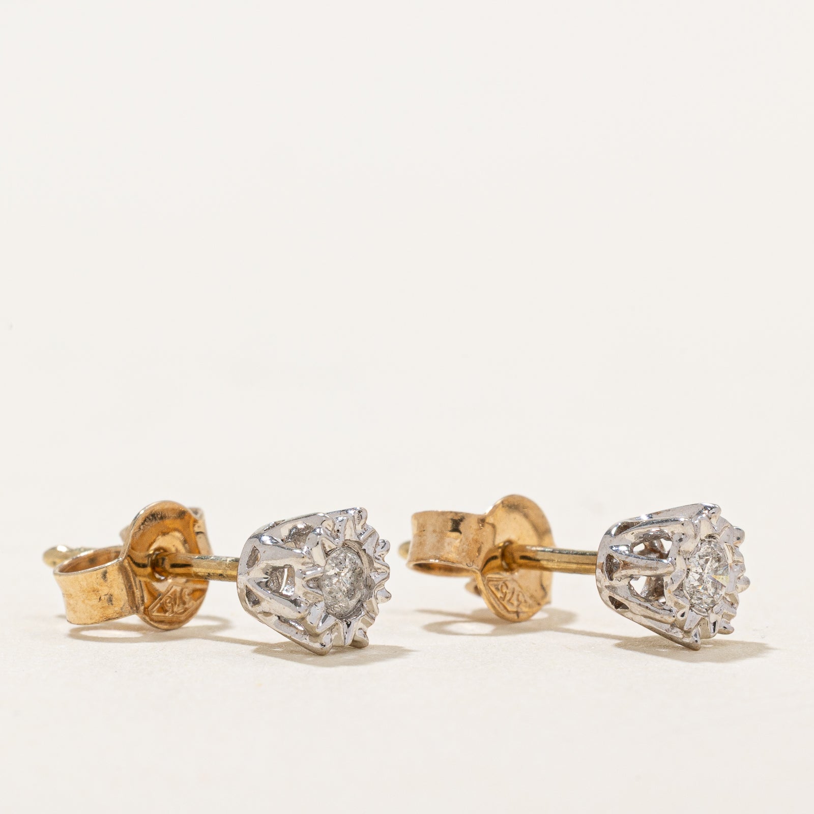 9K Illusion Set Diamond Stud Earrings | 0.12ctw