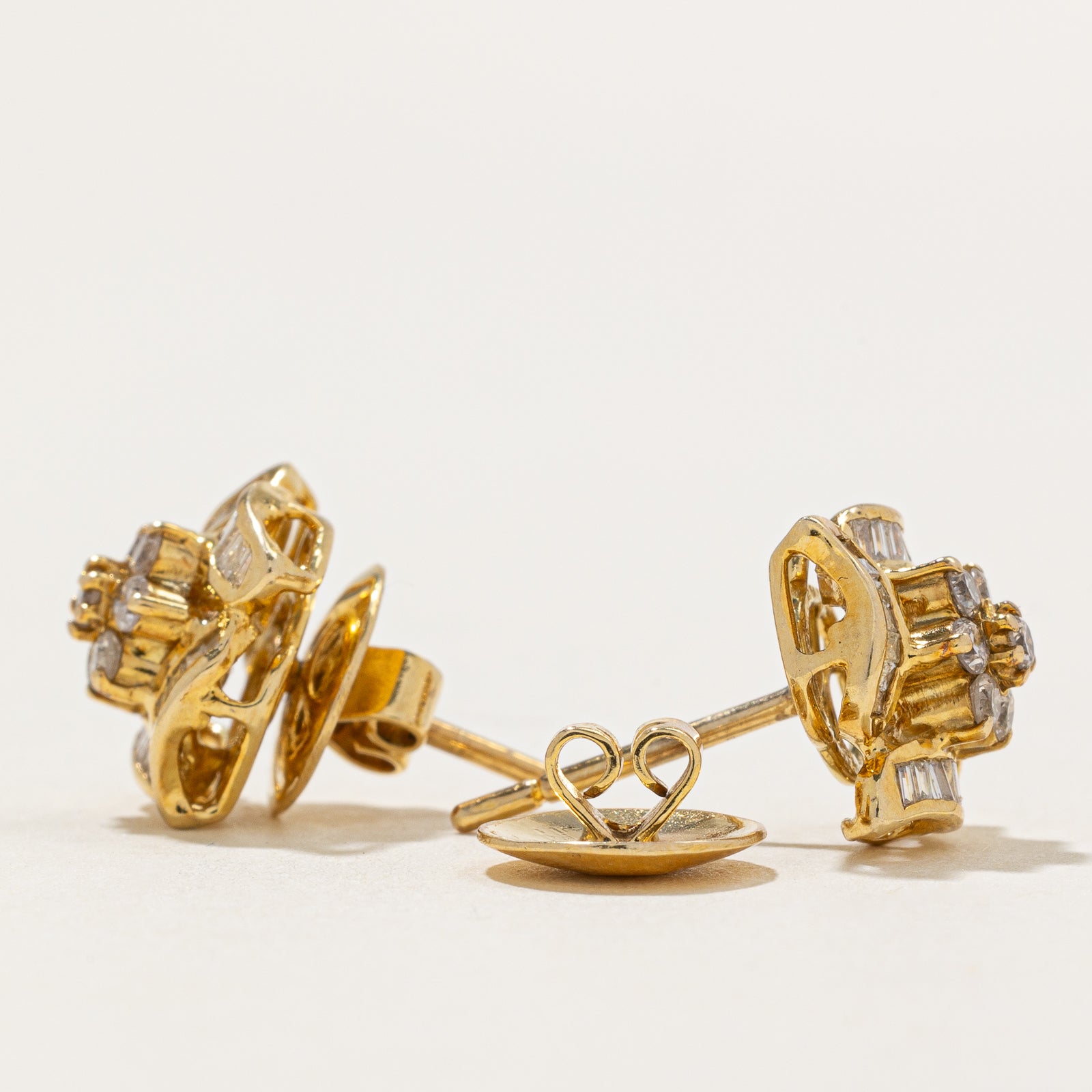 14K Diamond Cluster Stud Earrings | 0.62ctw