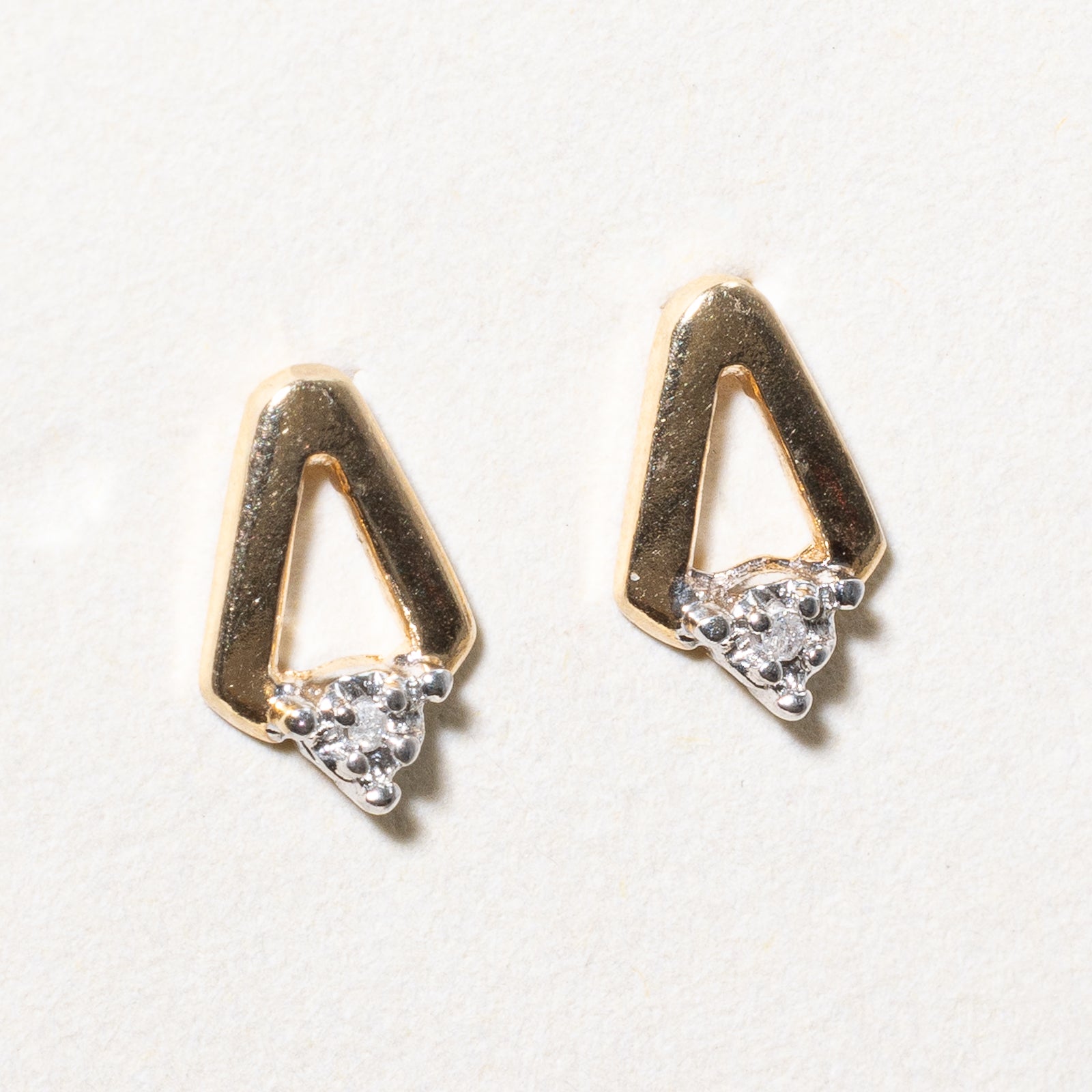 10K Illusion Set Diamond Geometric Stud Earrings | 0.01ctw