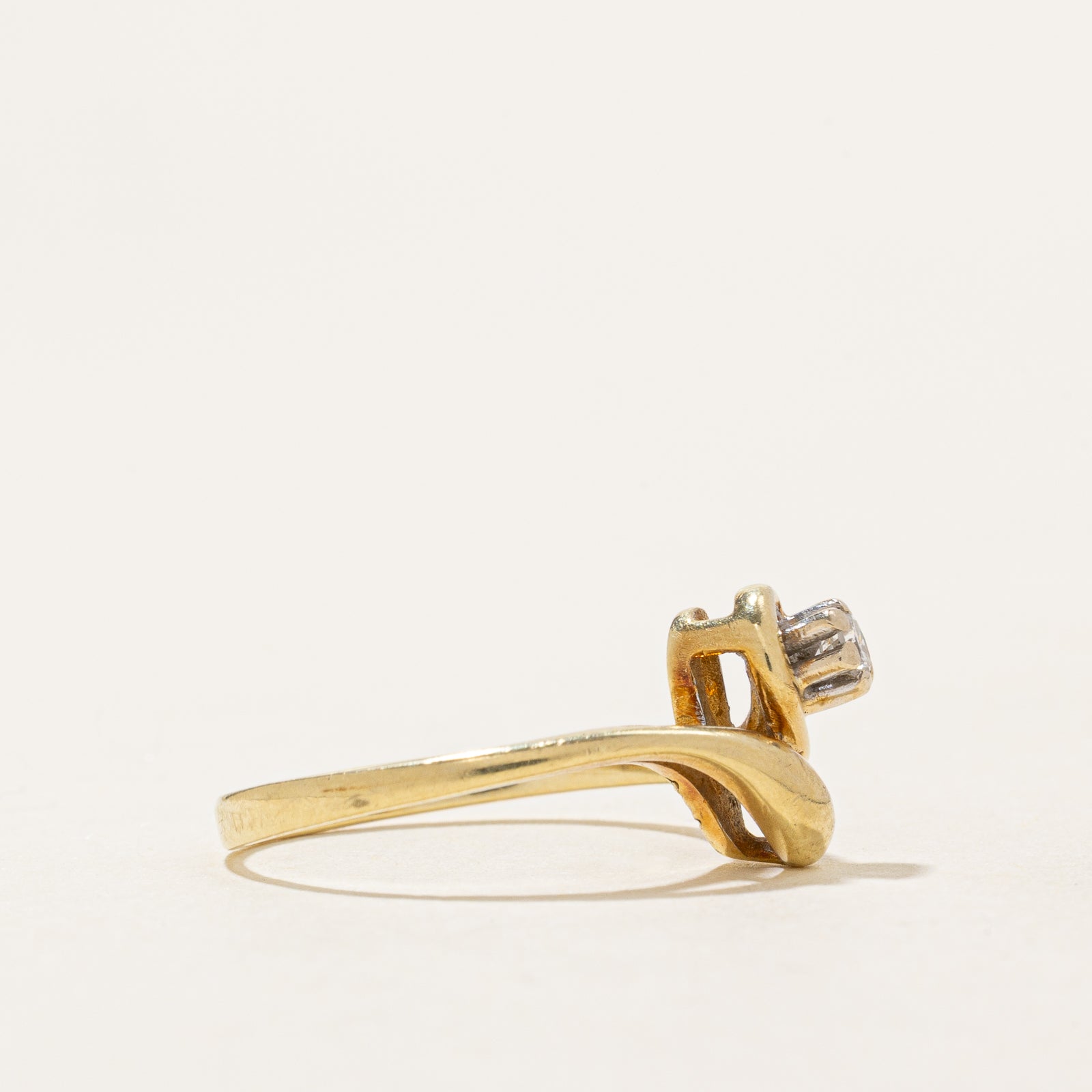 Diamond Teardrop Shaped Bypass Ring | 0.05ct | SZ 5.25