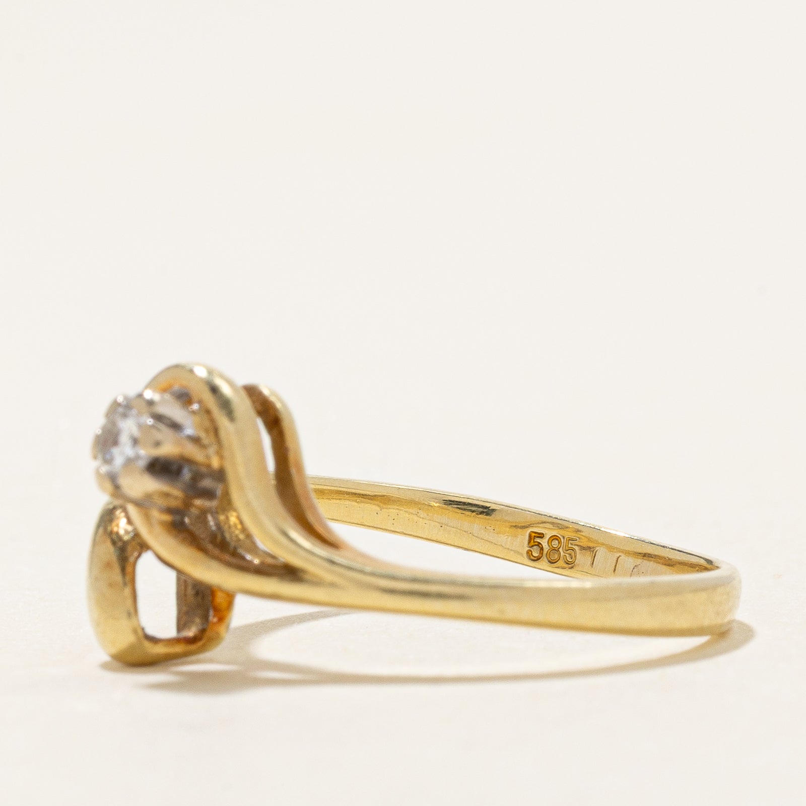 Diamond Teardrop Shaped Bypass Ring | 0.05ct | SZ 5.25