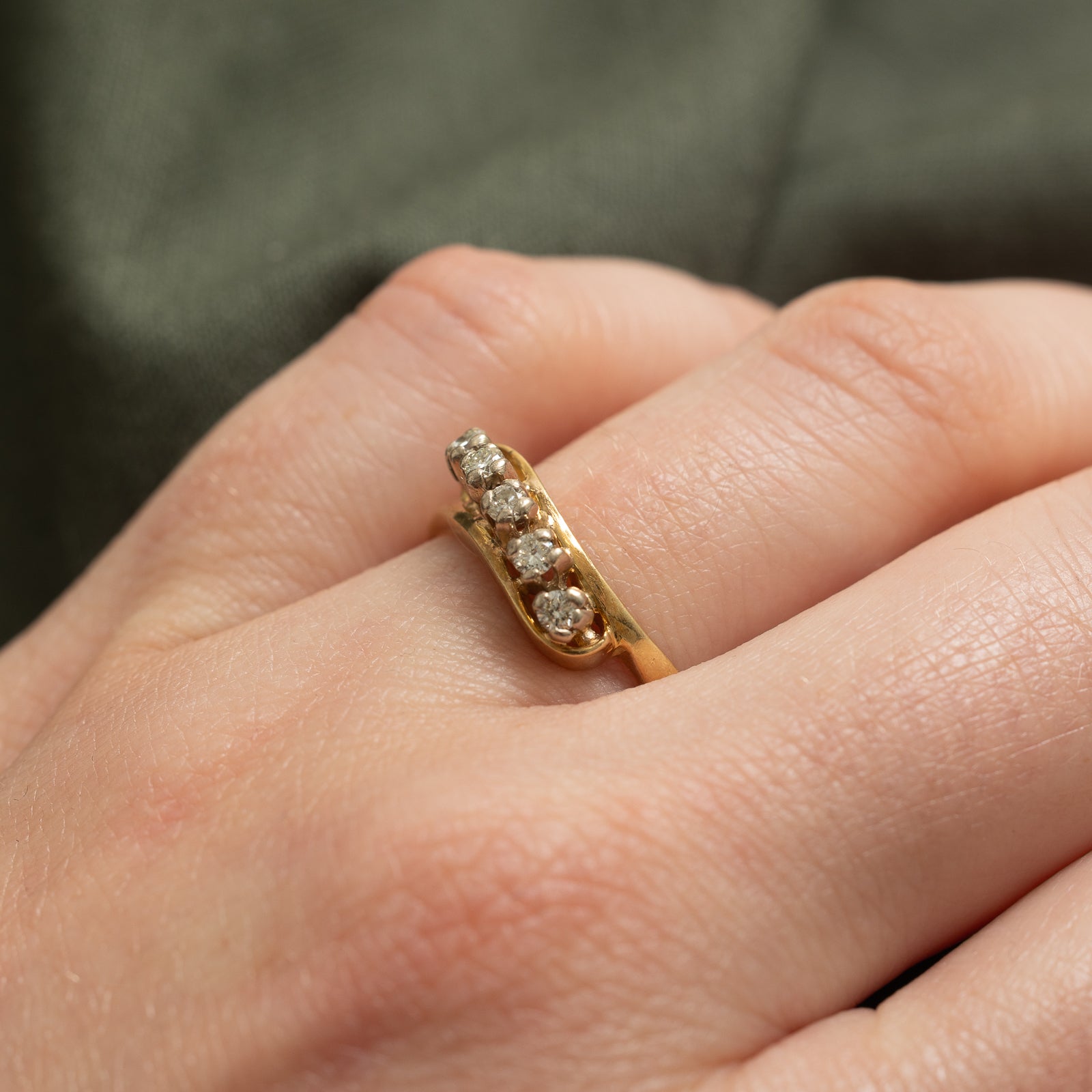 Five Stone Diamond Bypass Ring | 0.20ctw | SZ 7.75