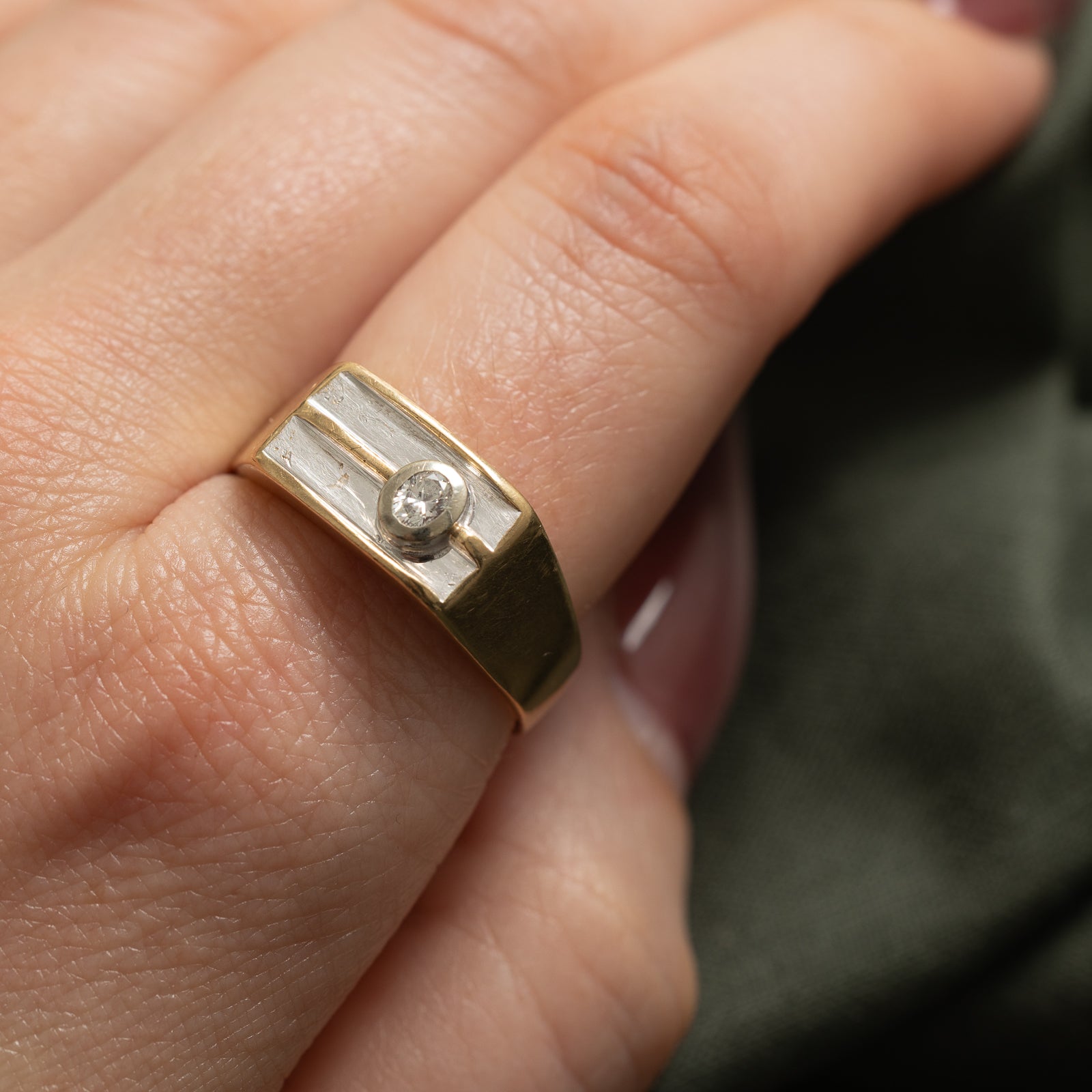 Bezel Set Diamond Signet Ring | 0.13ct | SZ 11