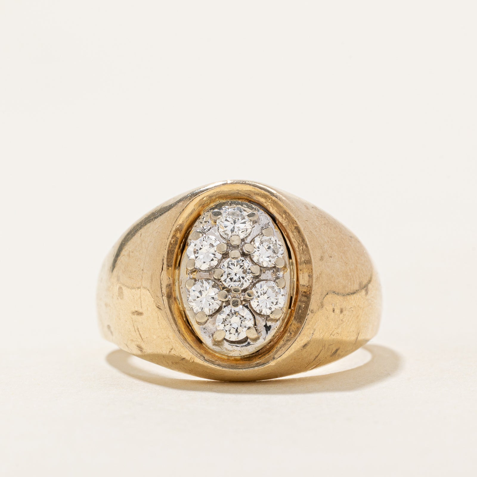 Diamond Oval Cluster Signet Ring | 0.42ctw | SZ 10.25