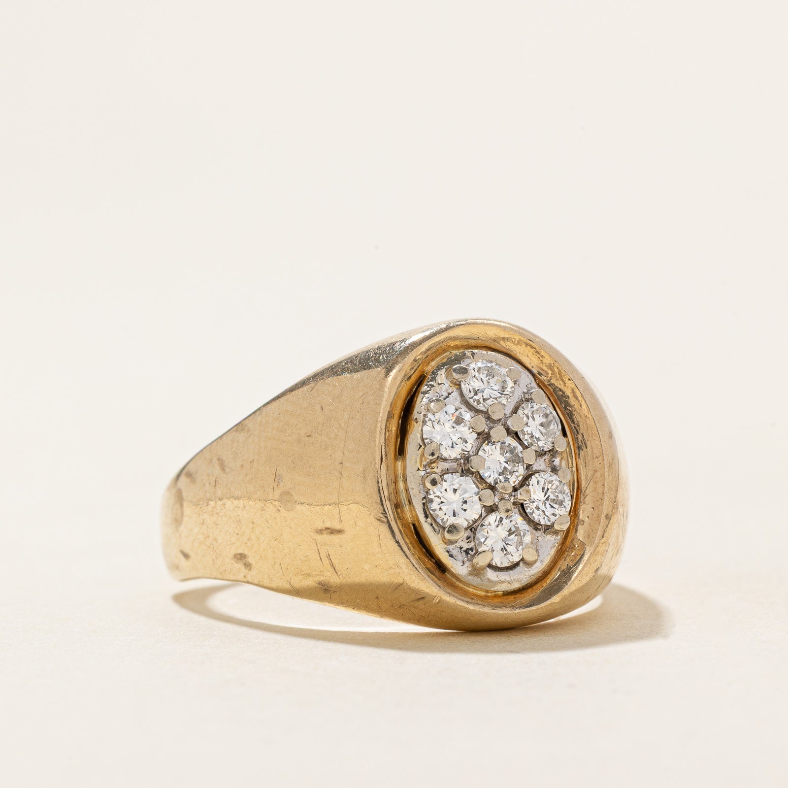 Diamond Oval Cluster Signet Ring | 0.42ctw | SZ 10.25