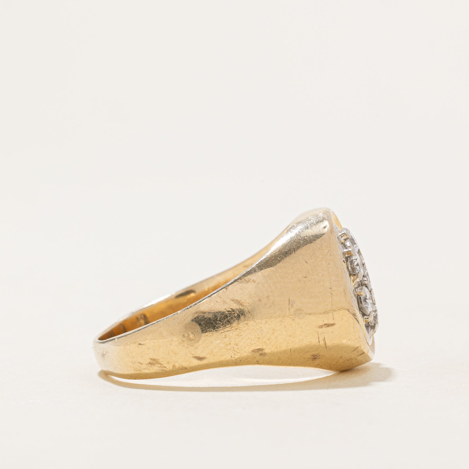 Diamond Oval Cluster Signet Ring | 0.42ctw | SZ 10.25
