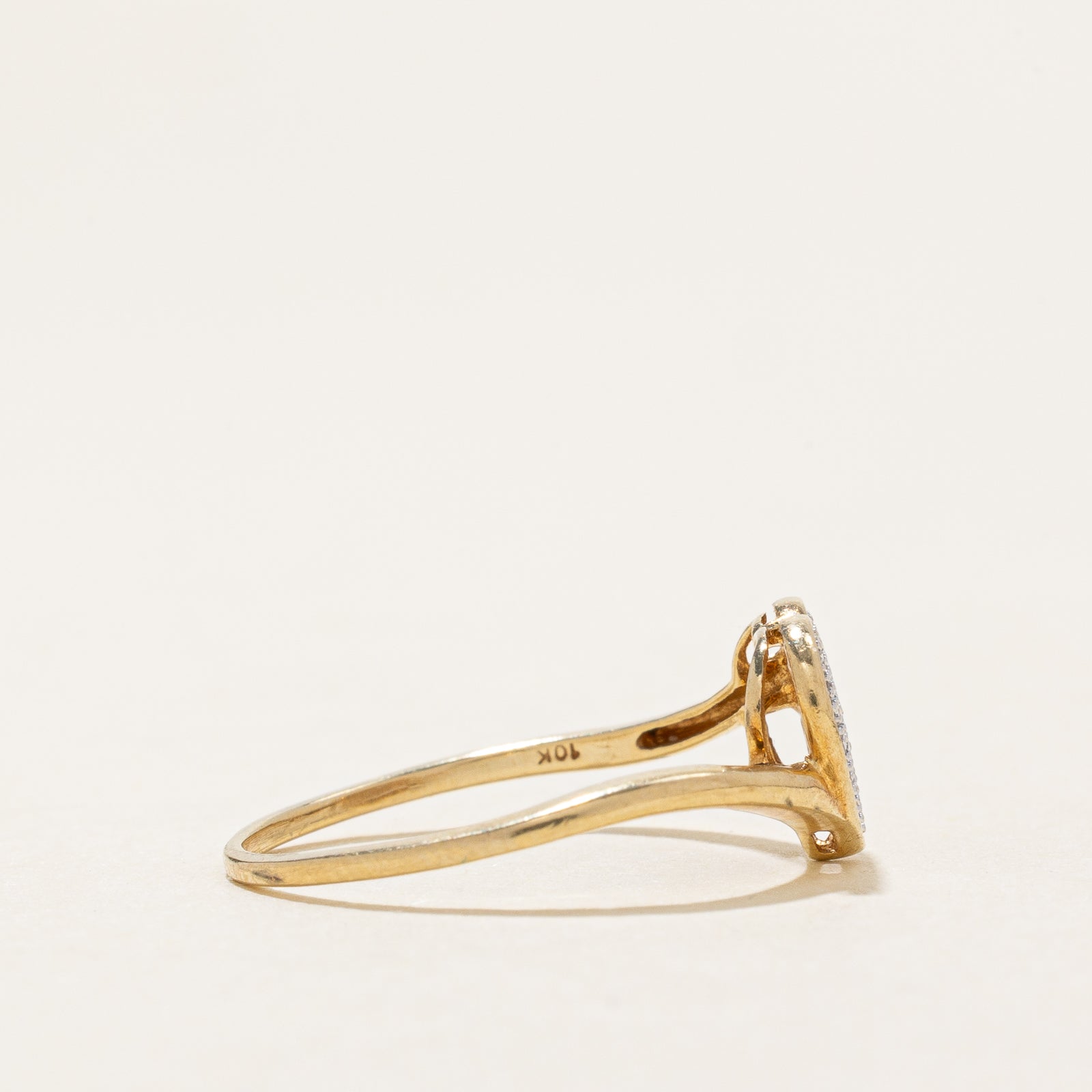 Pavé Set Diamond Heart Bypass Ring | 0.05ctw | SZ 5.5
