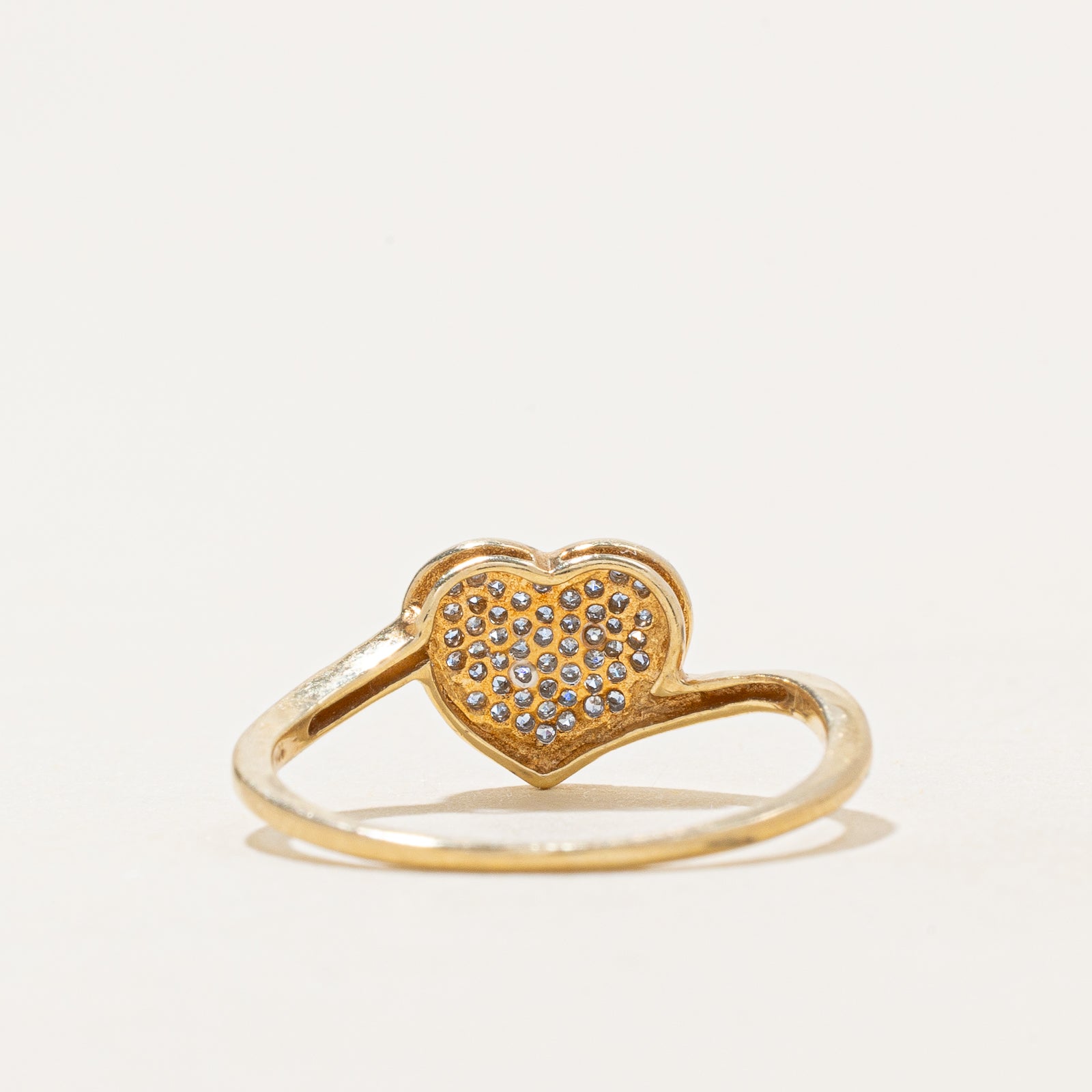 Pavé Set Diamond Heart Bypass Ring | 0.05ctw | SZ 5.5
