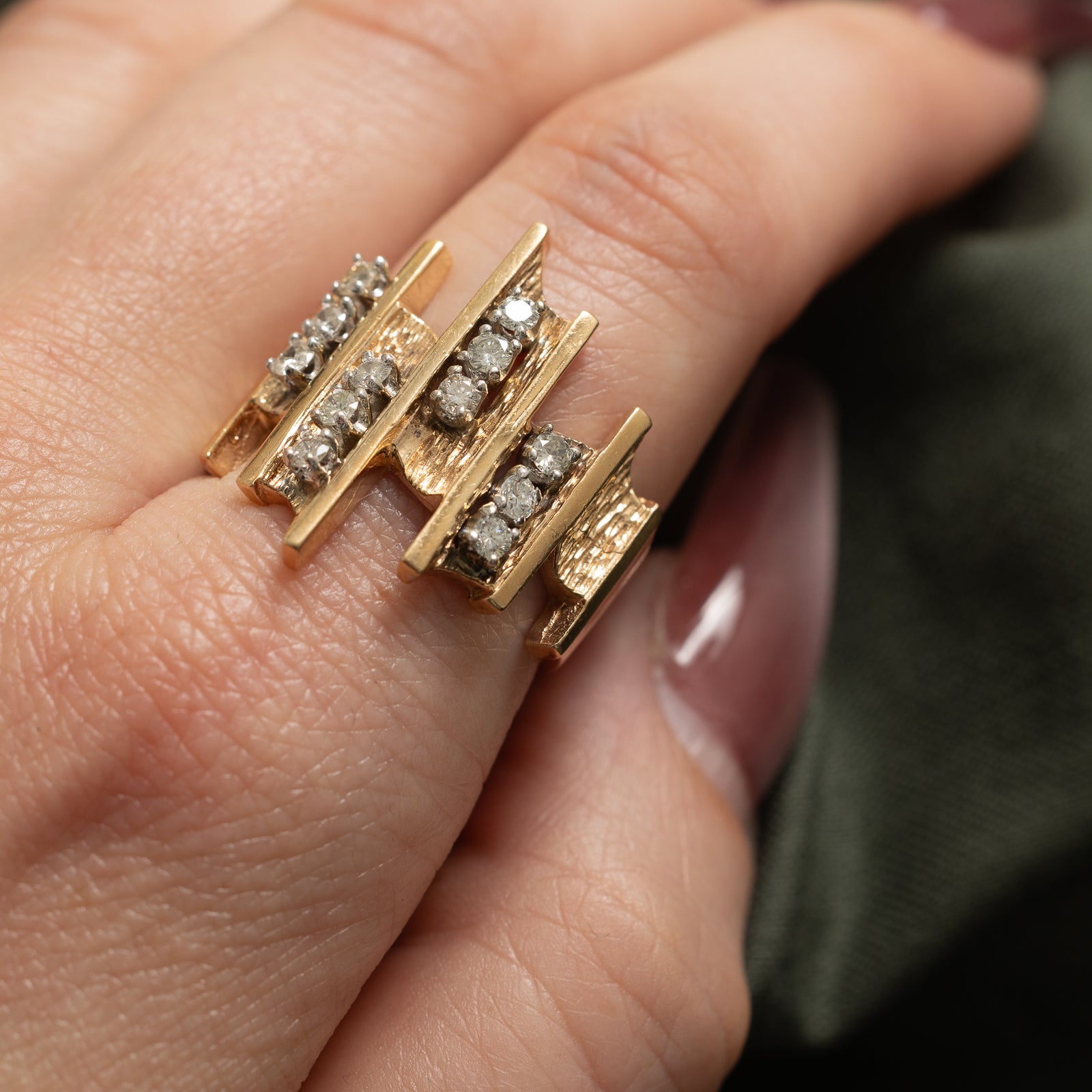 Diamond Multi Column Abstract Ring | 0.58ctw | SZ 8.75
