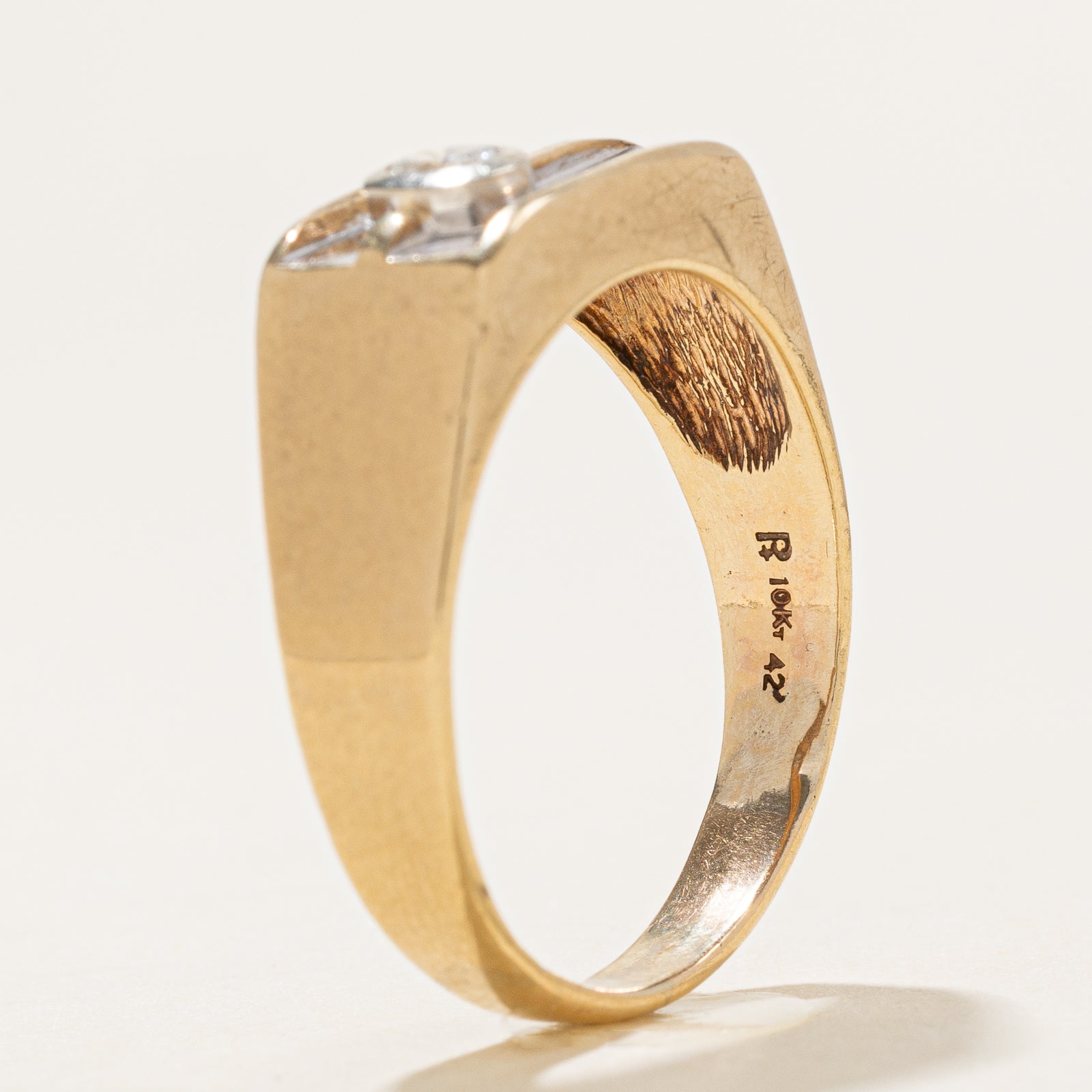 Bezel Set Diamond Signet Ring | 0.13ct | SZ 11