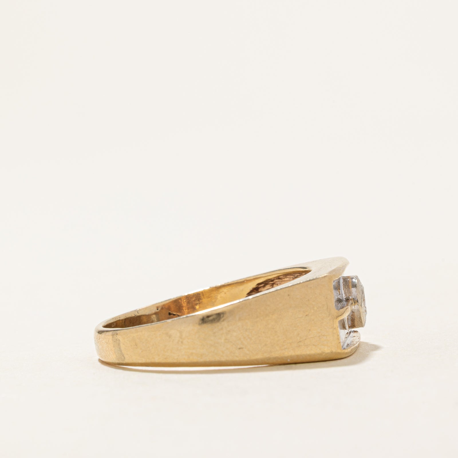 Bezel Set Diamond Signet Ring | 0.13ct | SZ 11