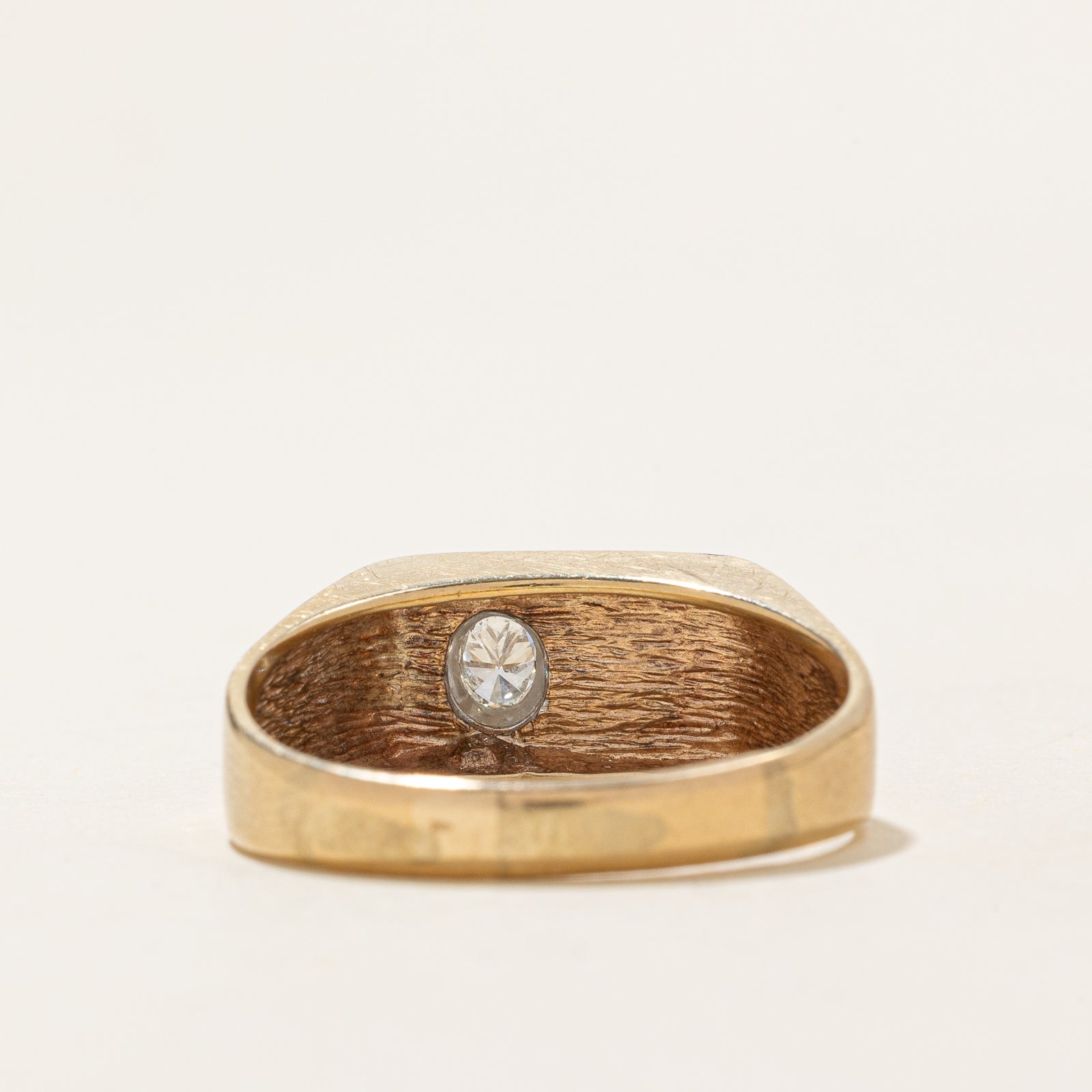 Bezel Set Diamond Signet Ring | 0.13ct | SZ 11