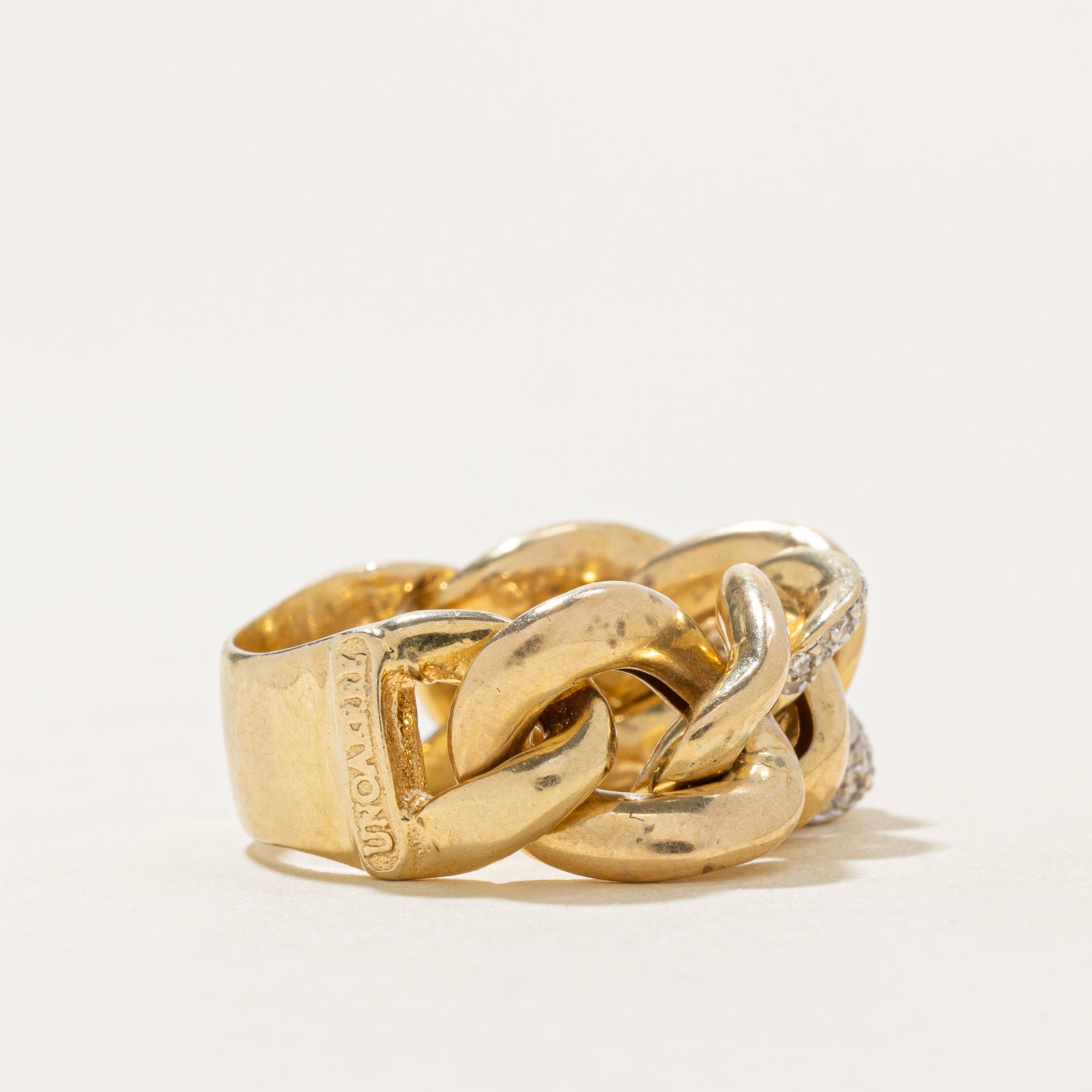 Diamond Curb Link Chain Ring | 0.15ctw | SZ 6.75