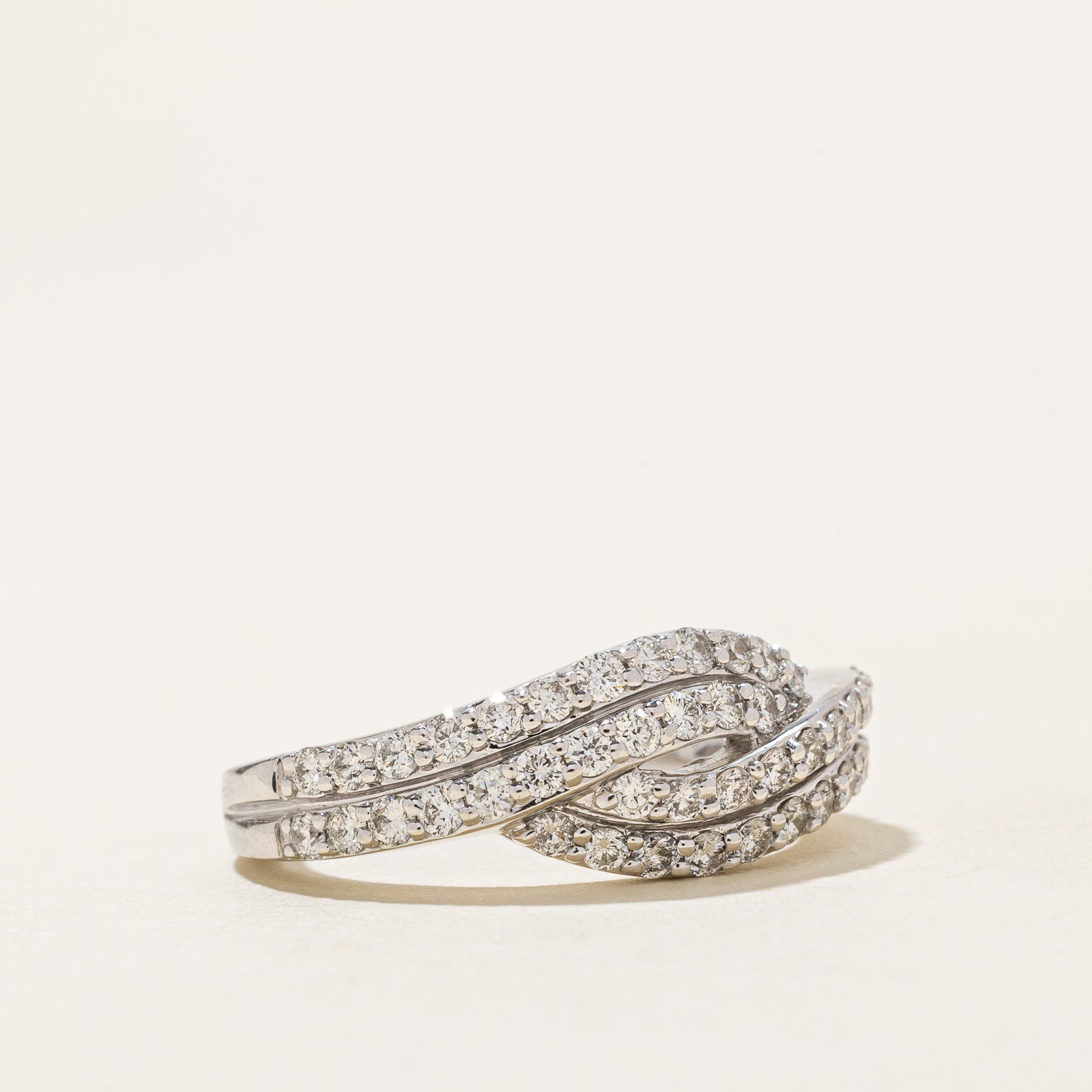 Pave Set Diamond Cross Over Ring | 0.74ctw | SZ 7.25