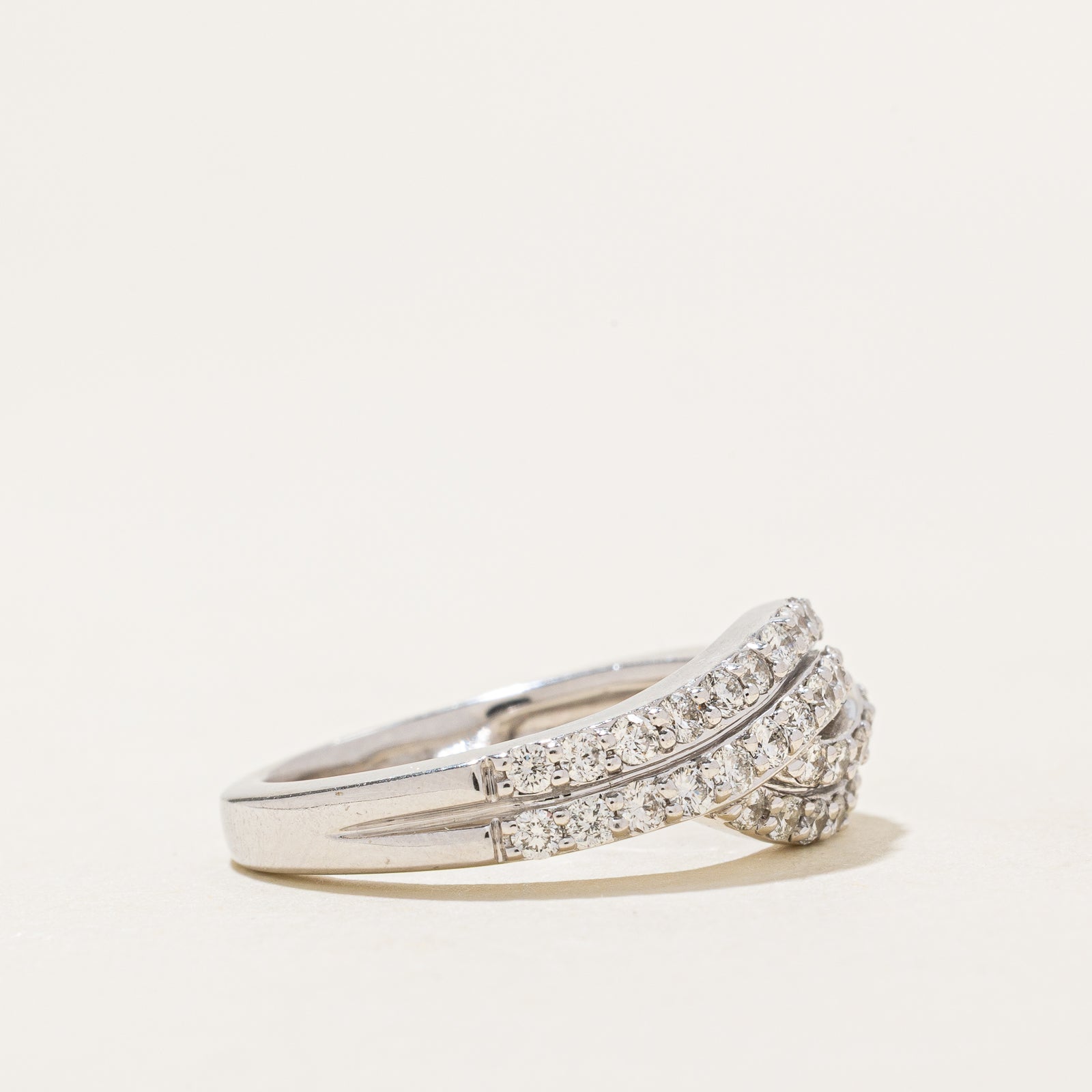Pave Set Diamond Cross Over Ring | 0.74ctw | SZ 7.25