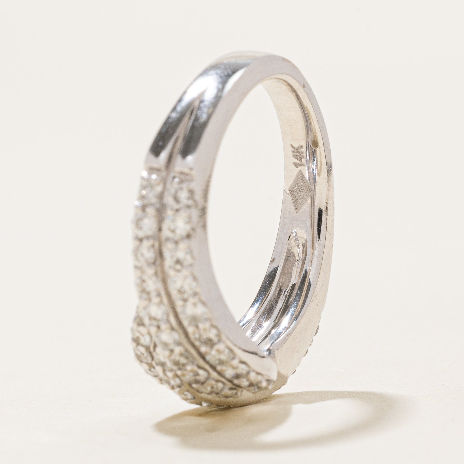 Pave Set Diamond Cross Over Ring | 0.74ctw | SZ 7.25