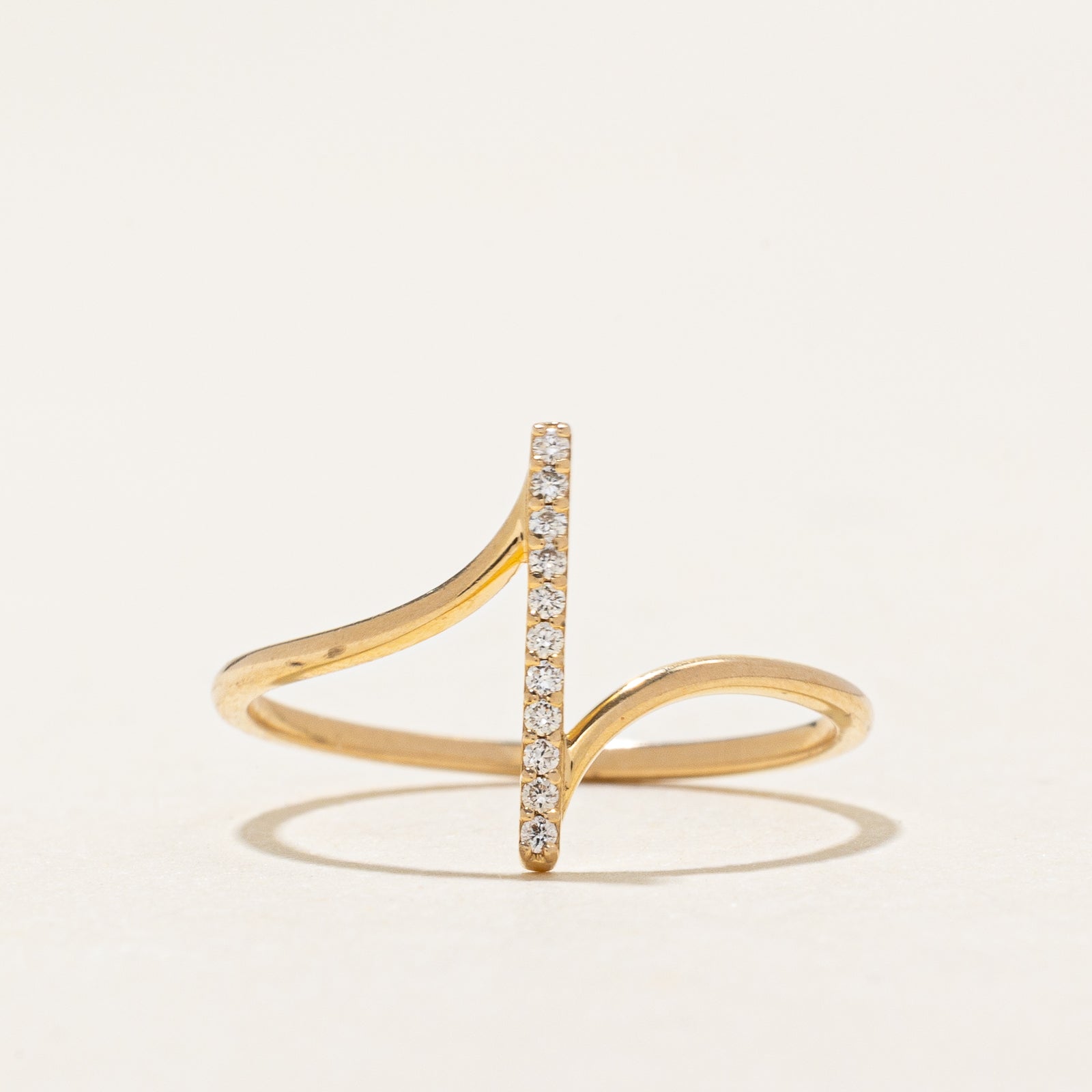 Diamond Column Bypass Ring | 0.03ctw | SZ 5.25