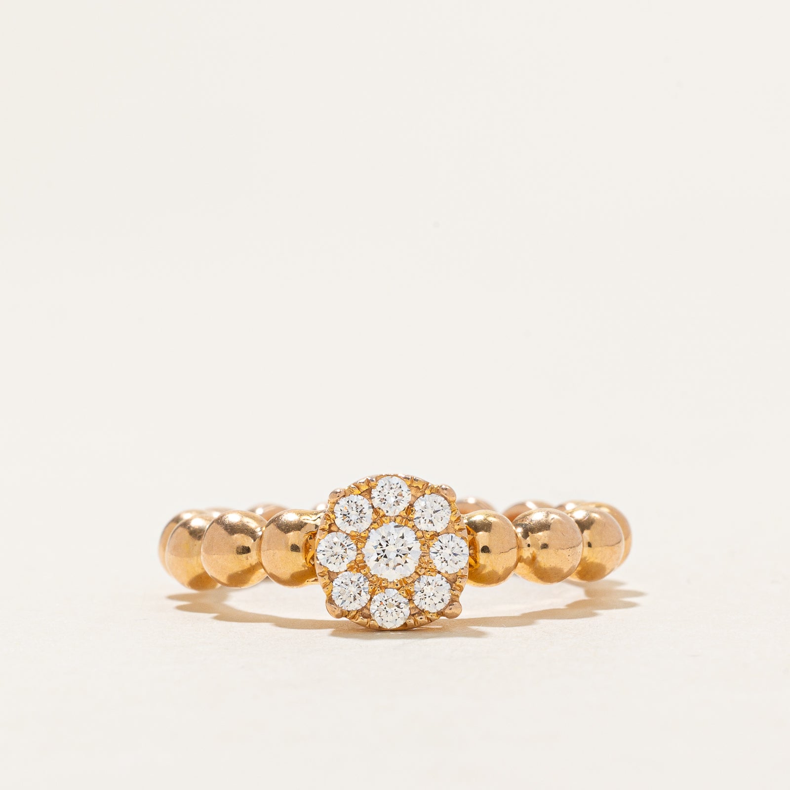 Diamond Cluster Beaded Band Ring | 0.30ctw | SZ 7.25