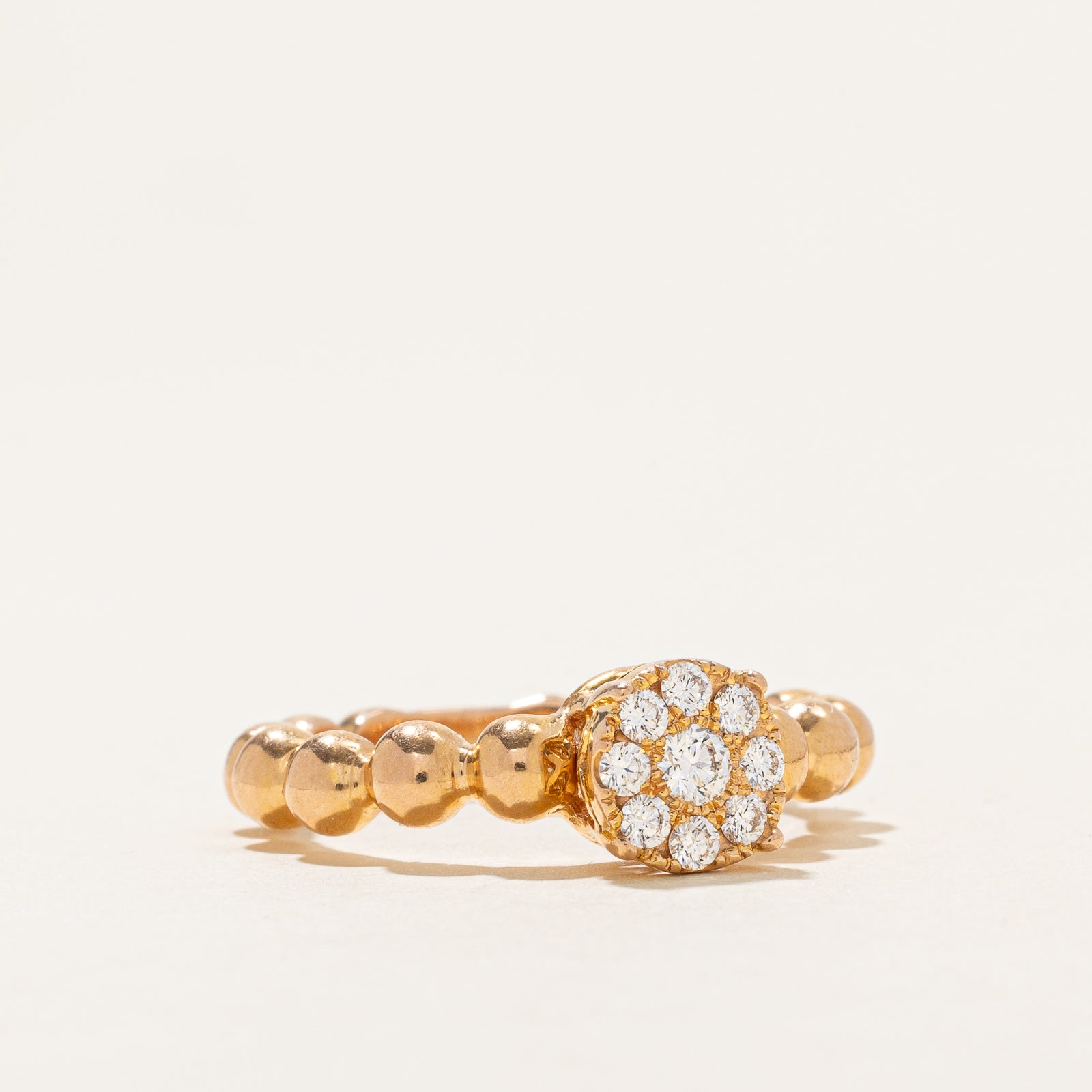 Diamond Cluster Beaded Band Ring | 0.30ctw | SZ 7.25