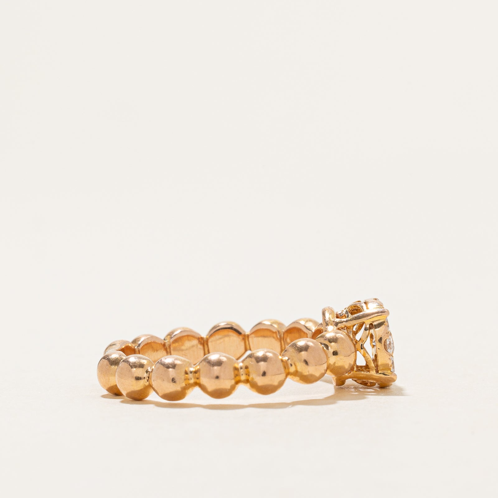 Diamond Cluster Beaded Band Ring | 0.30ctw | SZ 7.25